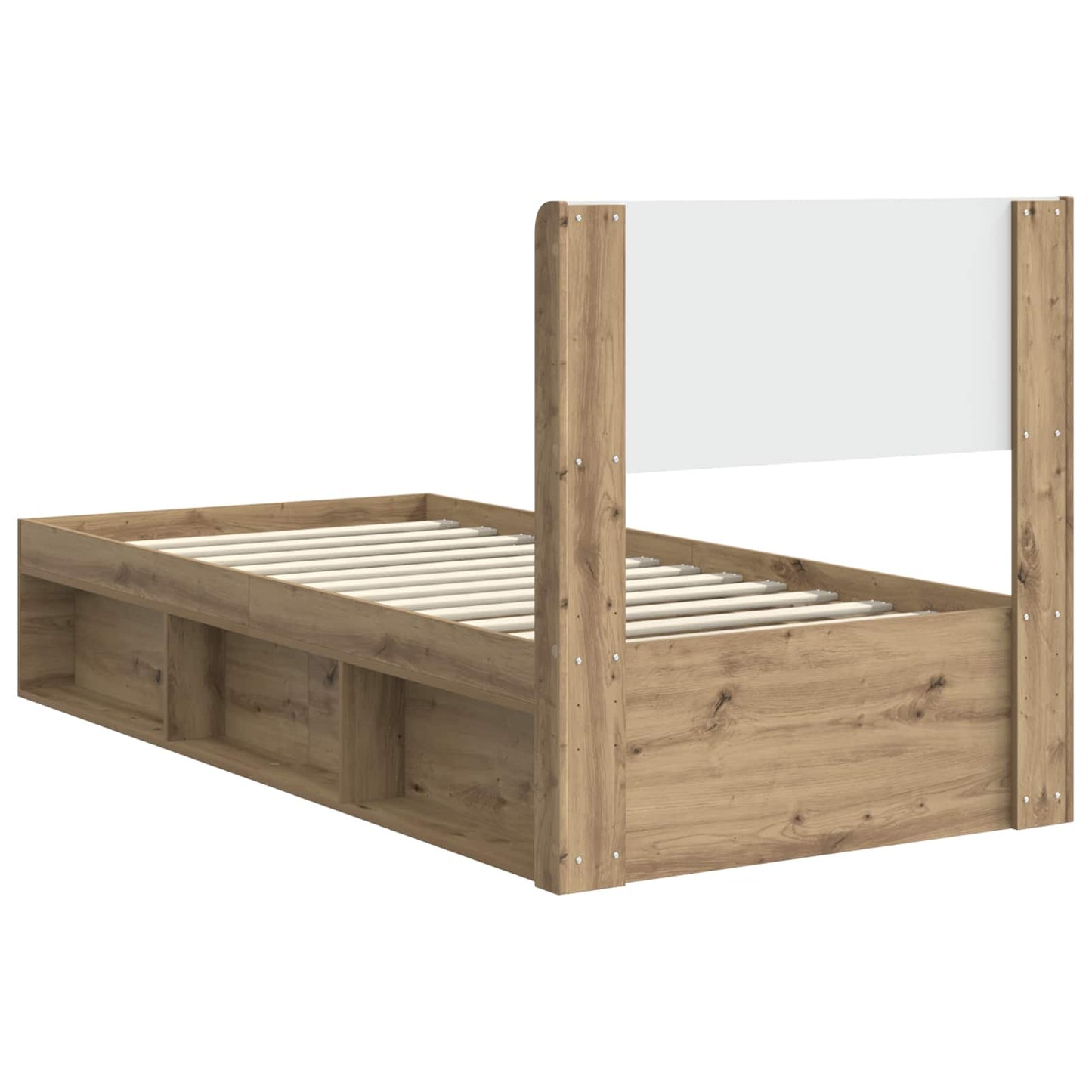 Sengramme med oppbevaring og hodegavl Artisan eik 90 x 200 cm