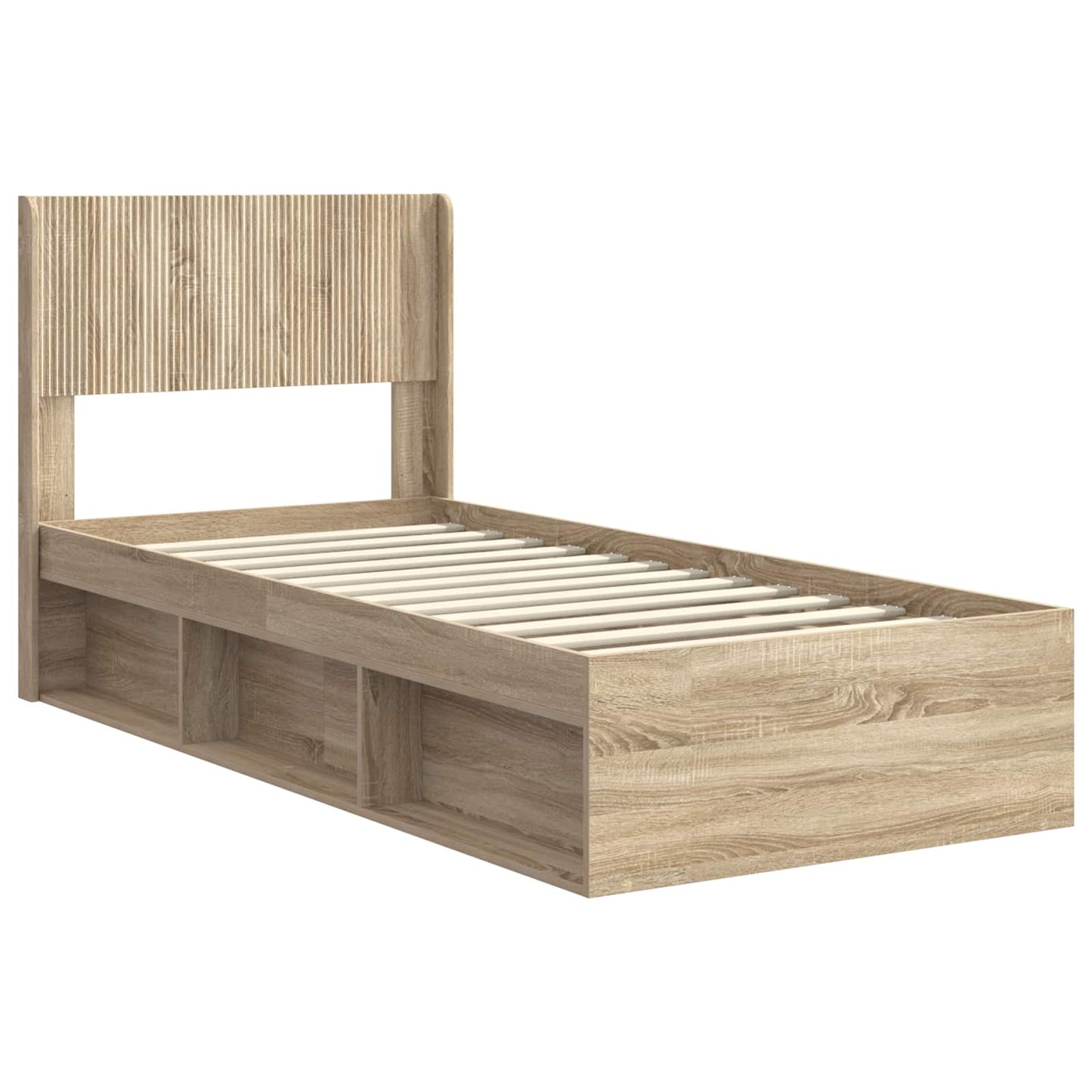 Sengramme med oppbevaring og hodegavl Sonoma eik 90 x 190 cm
