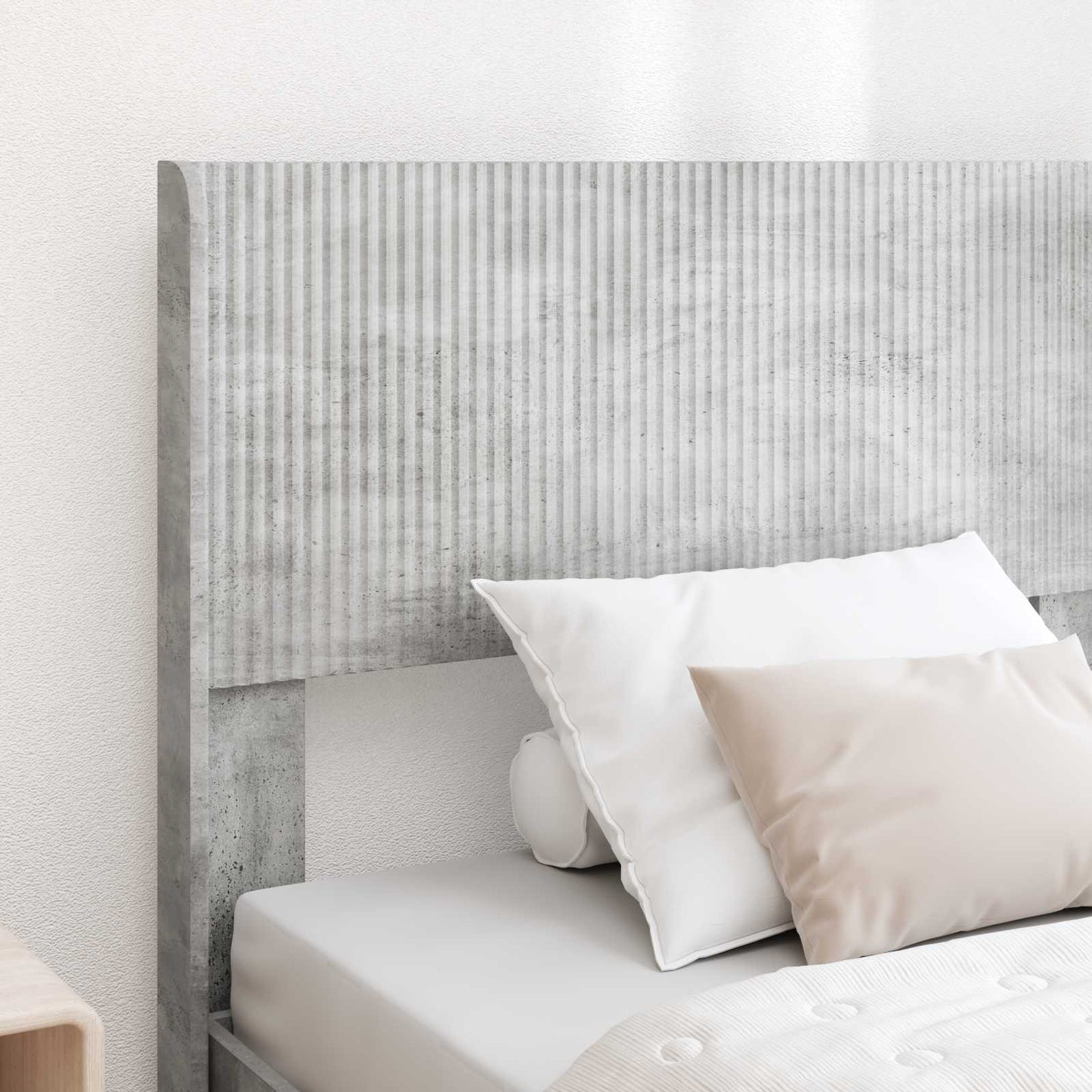 Sengramme med oppbevaring og hodegavl Betonggrå 75 x 190 cm