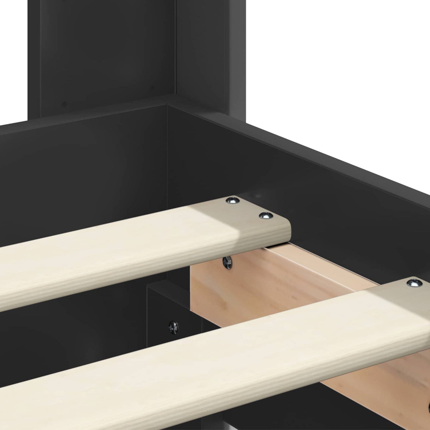 Sengramme med oppbevaring og hodegavl Svart 200 x 200 cm