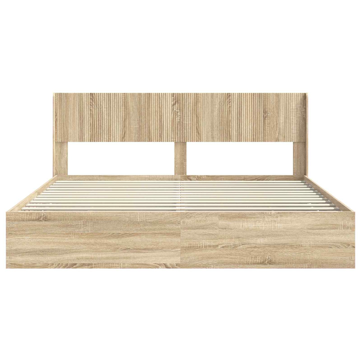 Sengramme med oppbevaring og hodegavl Sonoma eik 200 x 200 cm
