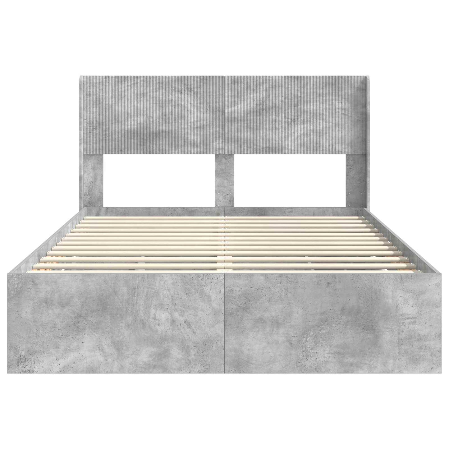 Sengramme med oppbevaring og hodegavl Betonggrå 150 x 200 cm