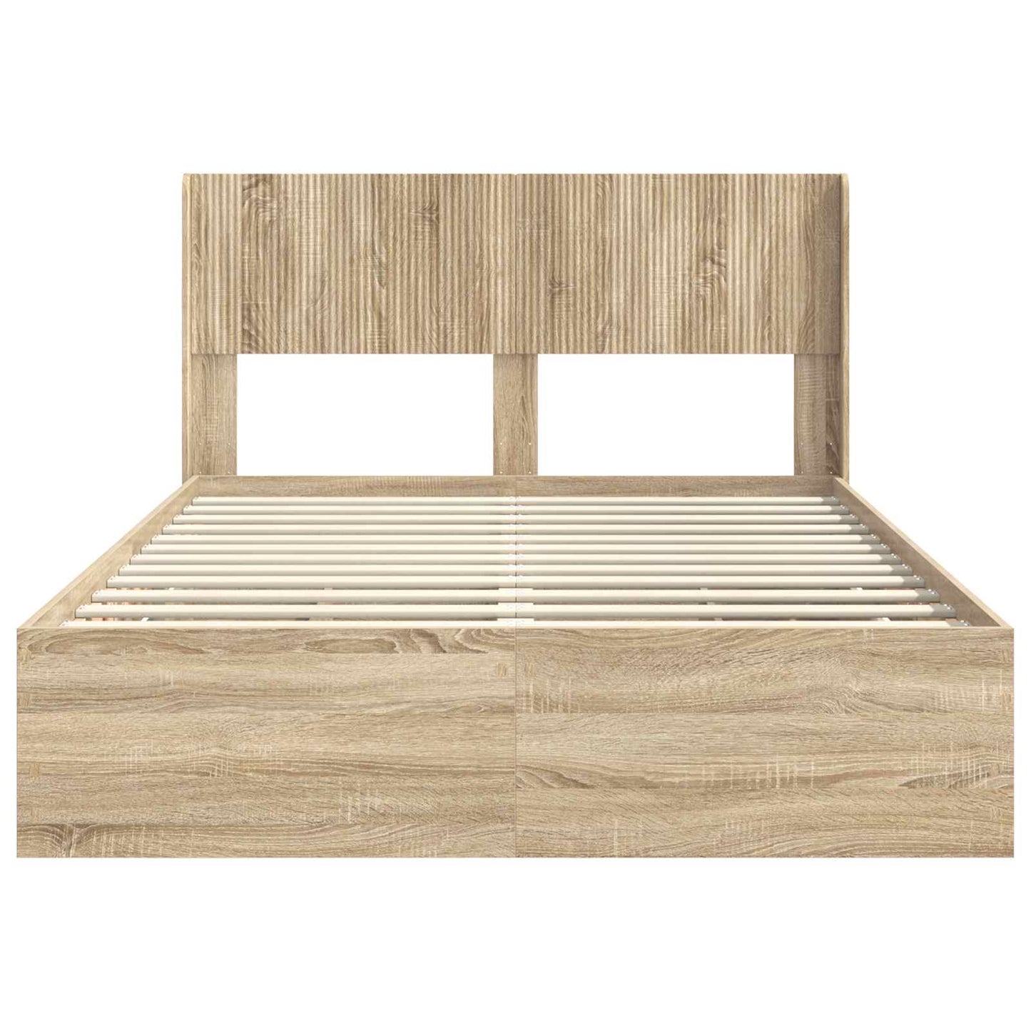 Sengramme med oppbevaring og hodegavl Sonoma eik 120 x 190 cm