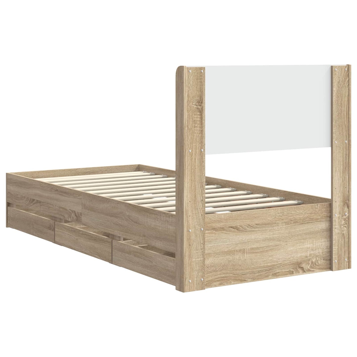 Sengramme med oppbevaring og hodegavl Sonoma eik 100 x 200 cm