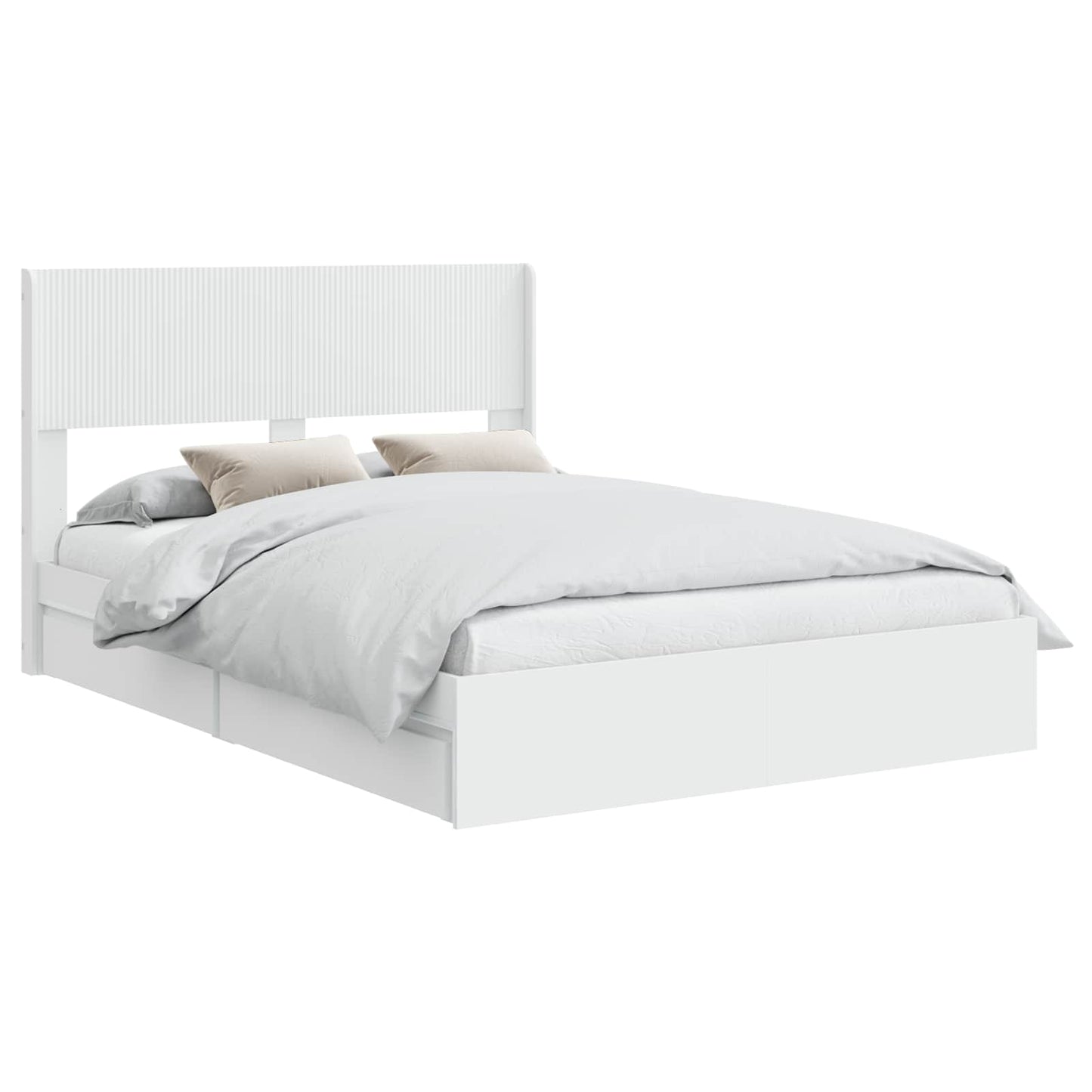 Sengramme med oppbevaring og hodegavl Hvit 140 x 190 cm