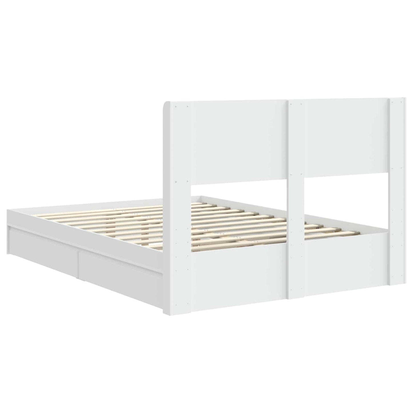 Sengramme med oppbevaring og hodegavl Hvit 140 x 190 cm