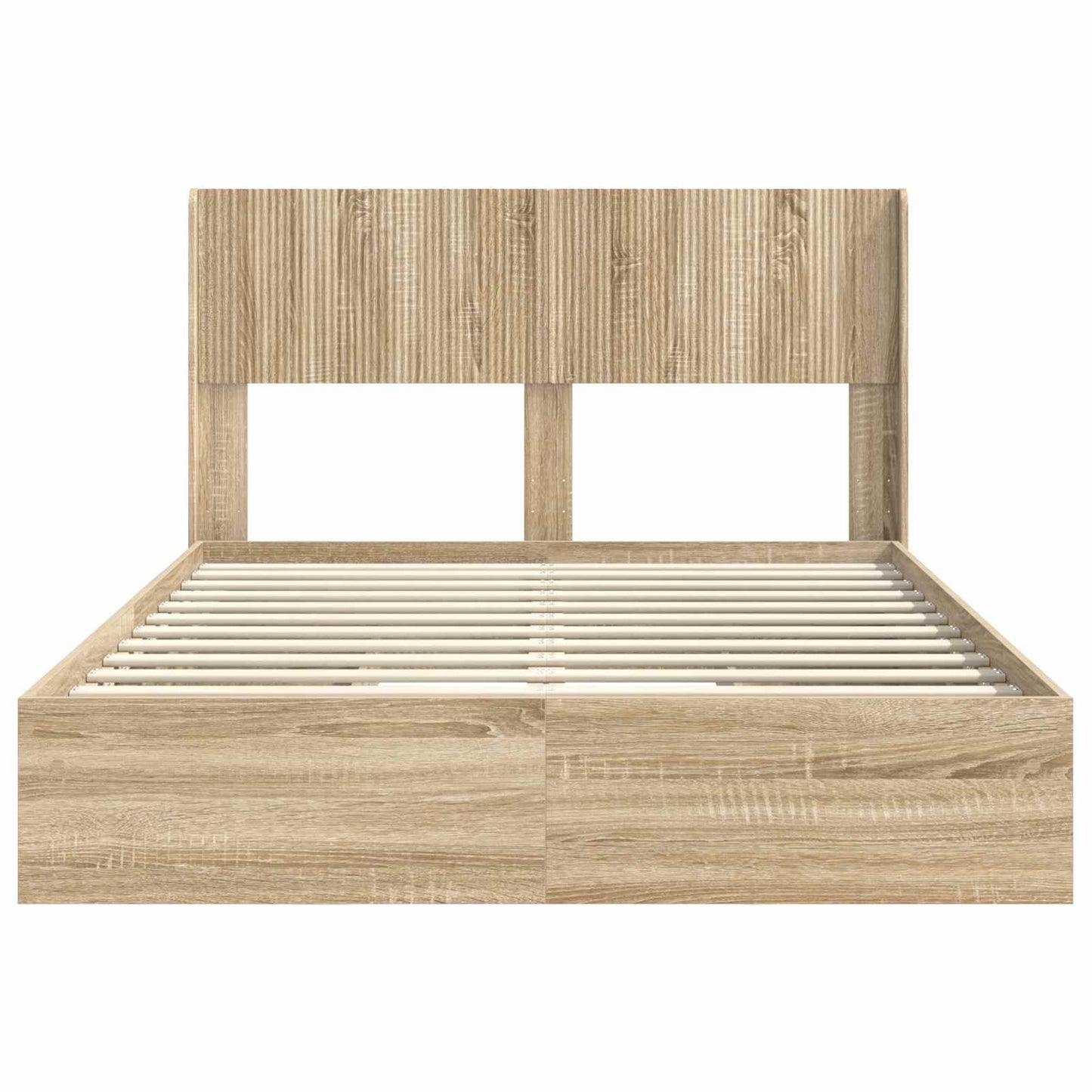 Sengramme med oppbevaring og hodegavl Sonoma eik 135 x 190 cm