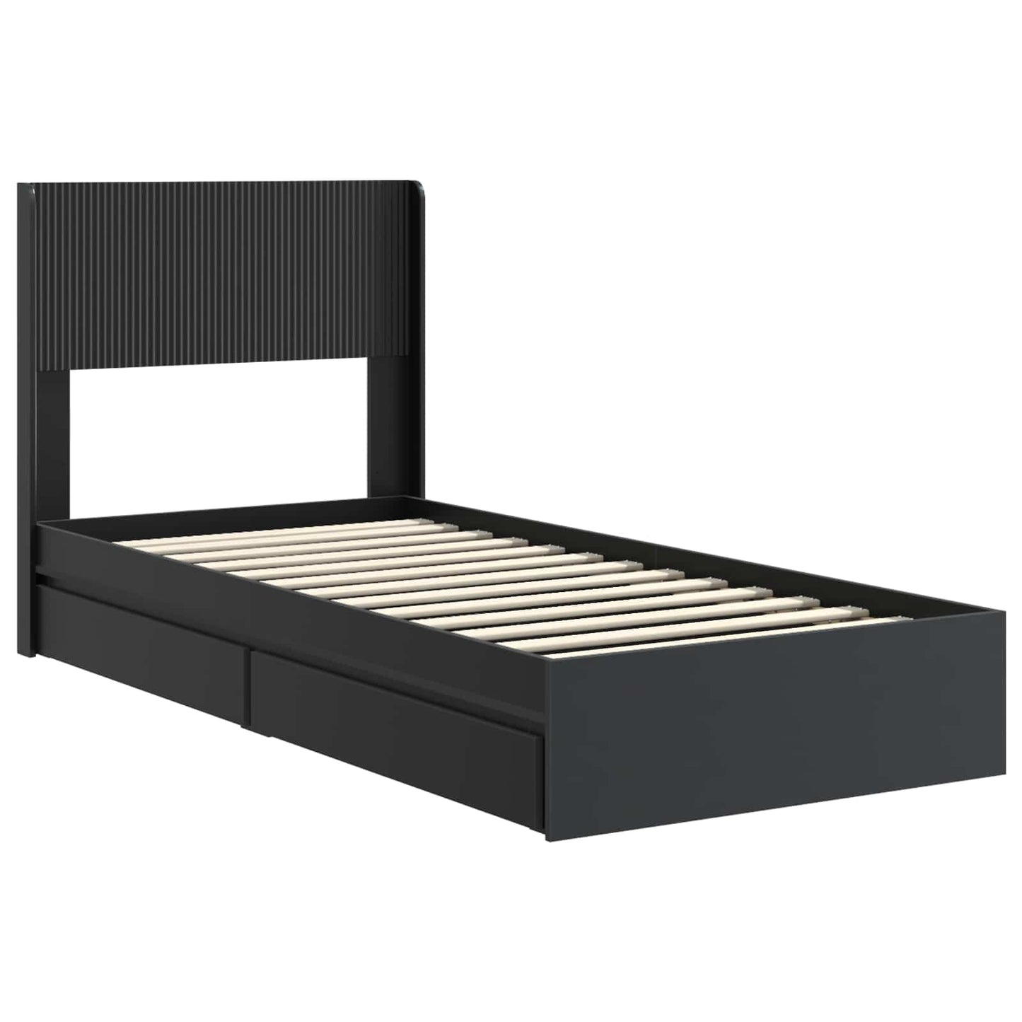 Sengramme med oppbevaring og hodegavl Svart 75 x 190 cm