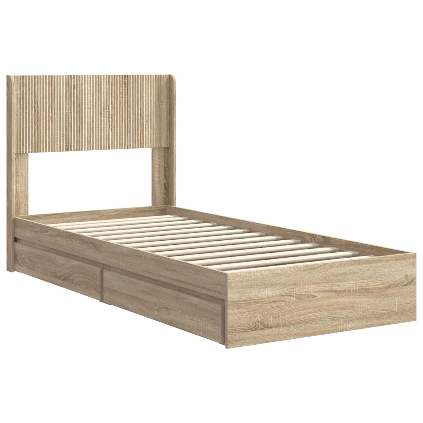Sengramme med oppbevaring og hodegavl Sonoma eik 75 x 190 cm