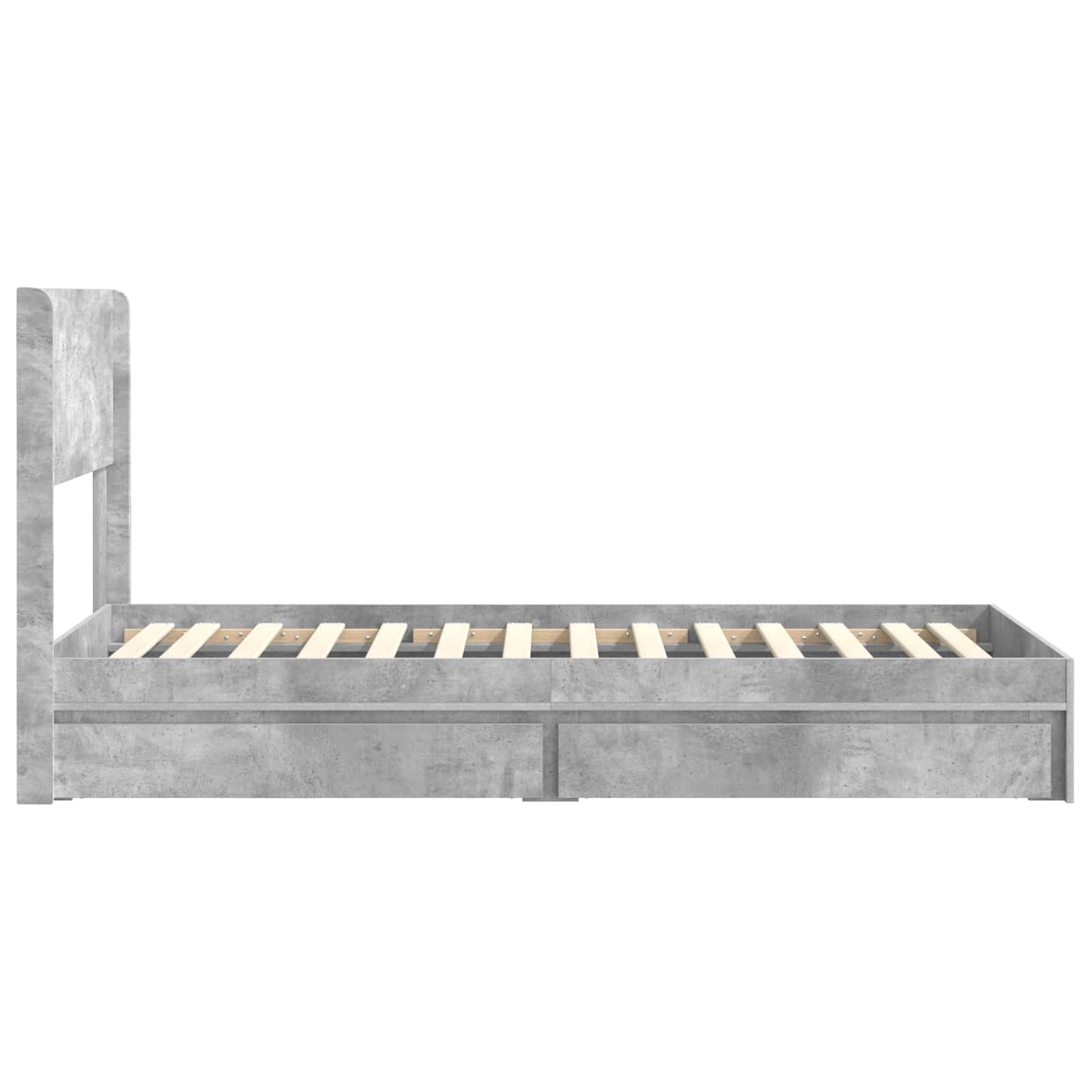 Sengramme med oppbevaring og hodegavl Betonggrå 75 x 190 cm