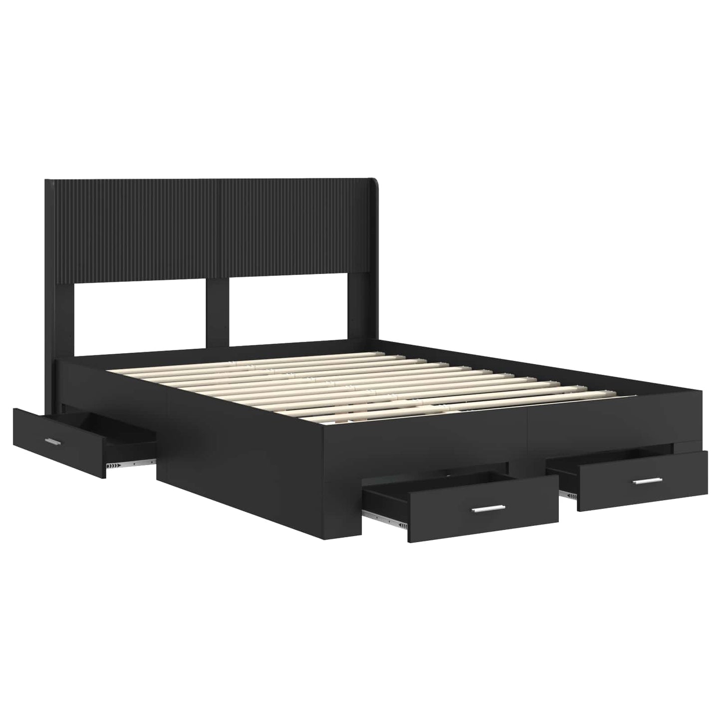 Sengramme med oppbevaring og hodegavl Svart 135 x 190 cm