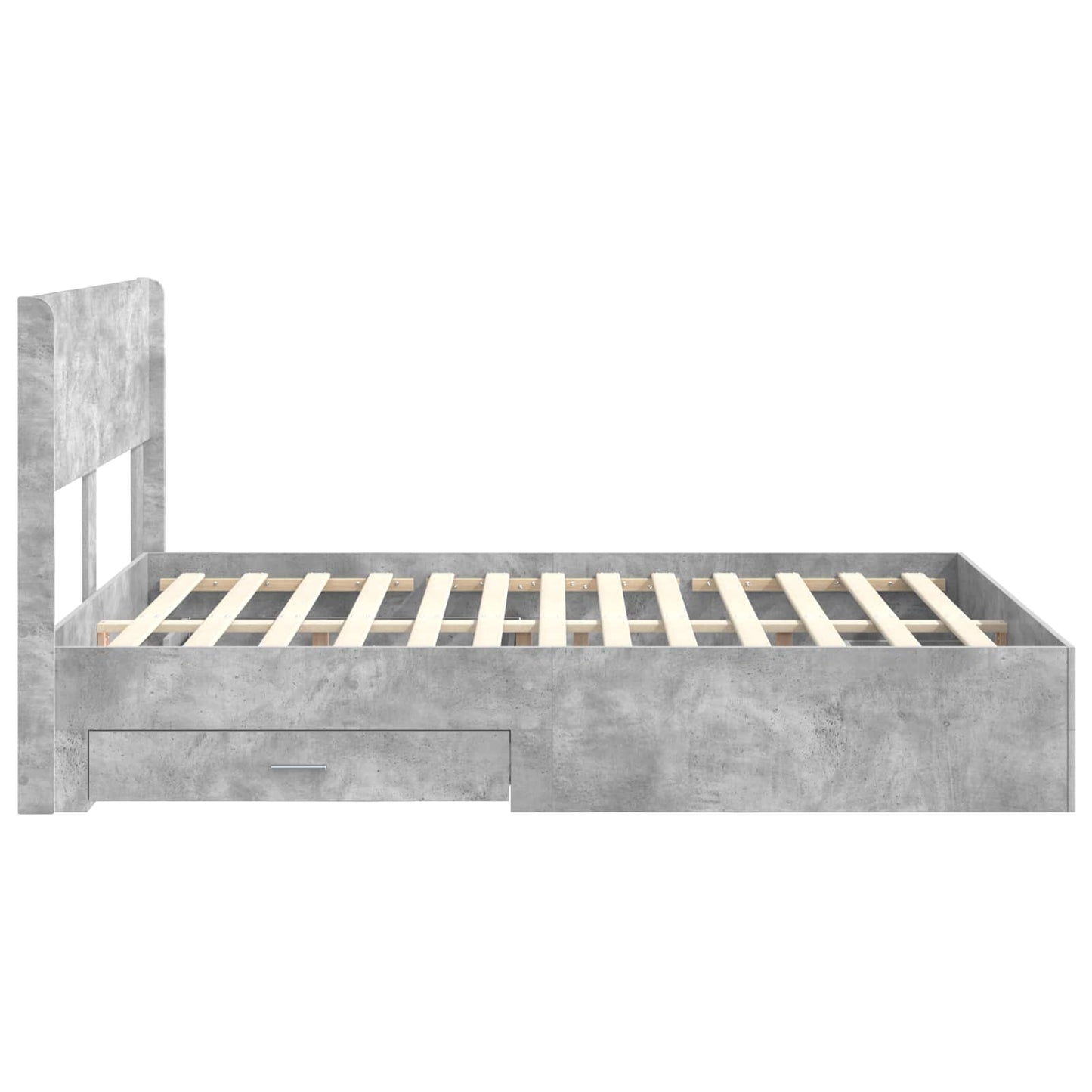 Sengramme med oppbevaring og hodegavl Betonggrå 120 x 190 cm