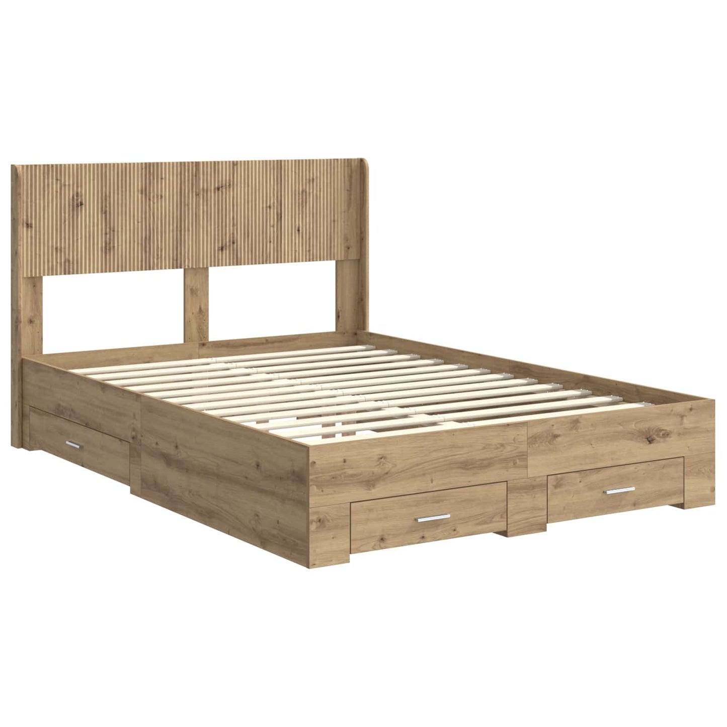 Sengramme med oppbevaring og hodegavl Artisan eik 120 x 190 cm