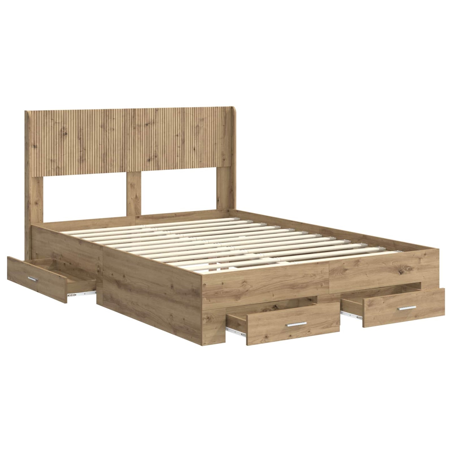 Sengramme med oppbevaring og hodegavl Artisan eik 120 x 190 cm