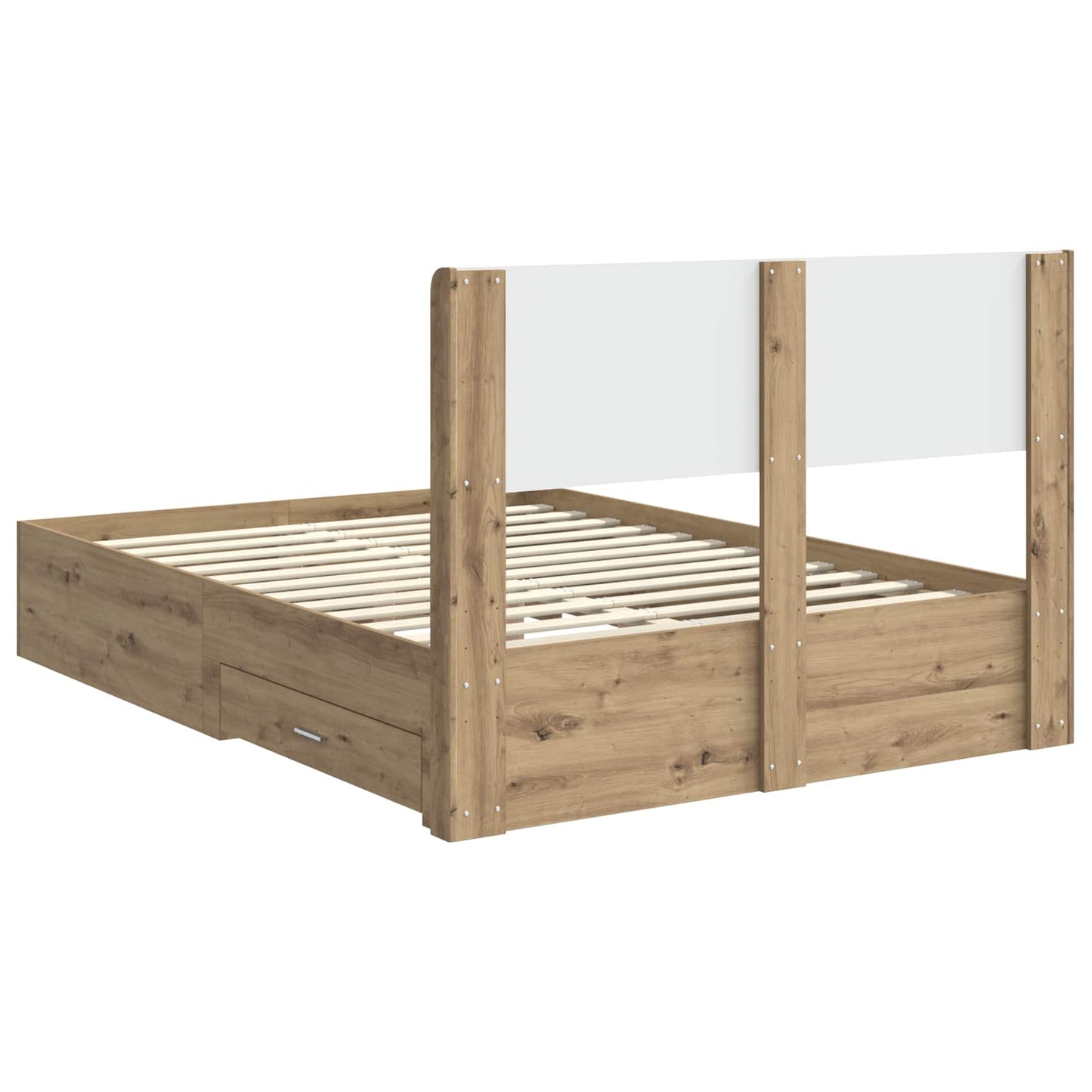 Sengramme med oppbevaring og hodegavl Artisan eik 120 x 190 cm