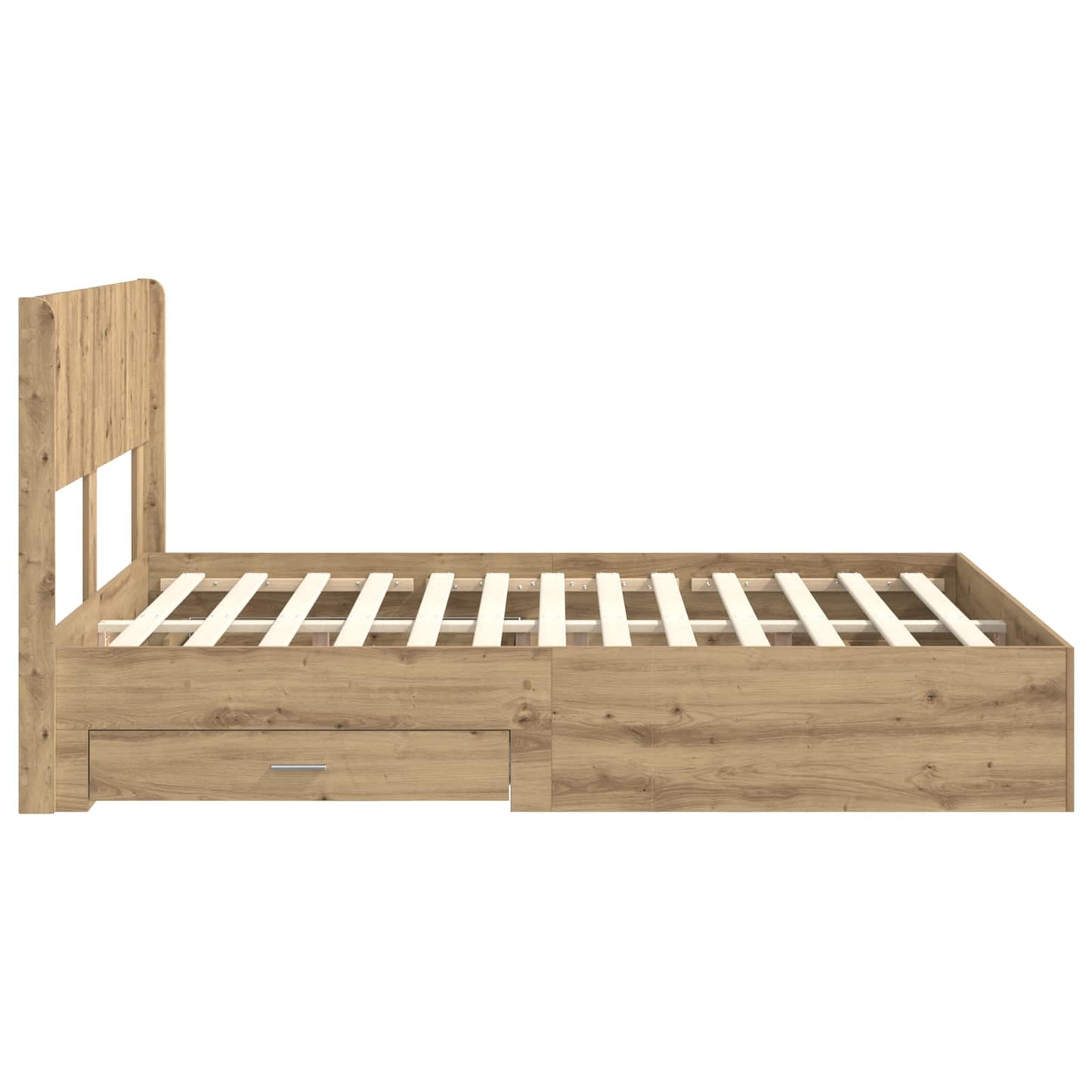 Sengramme med oppbevaring og hodegavl Artisan eik 120 x 190 cm