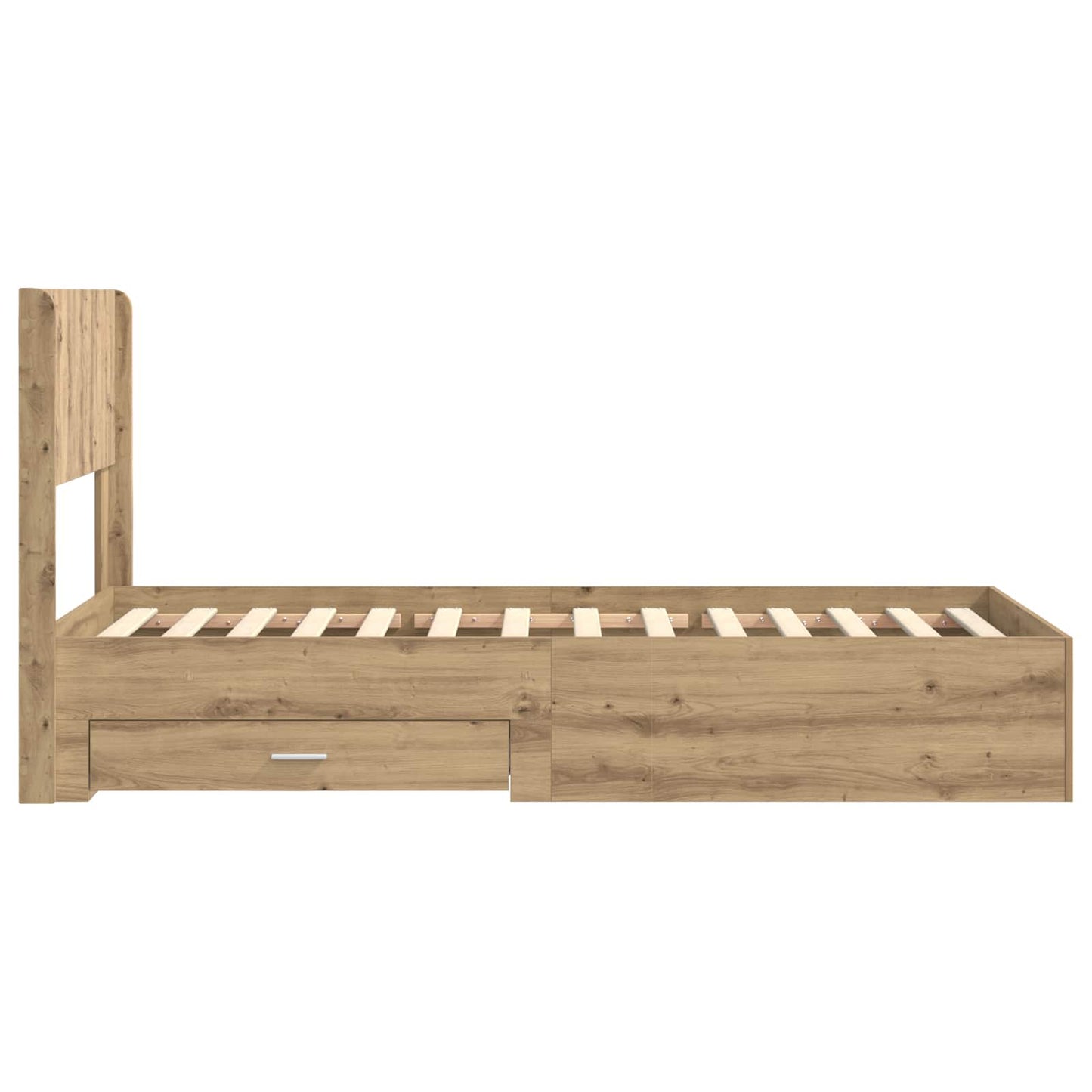 Sengramme med oppbevaring og hodegavl Artisan eik 100 x 200 cm