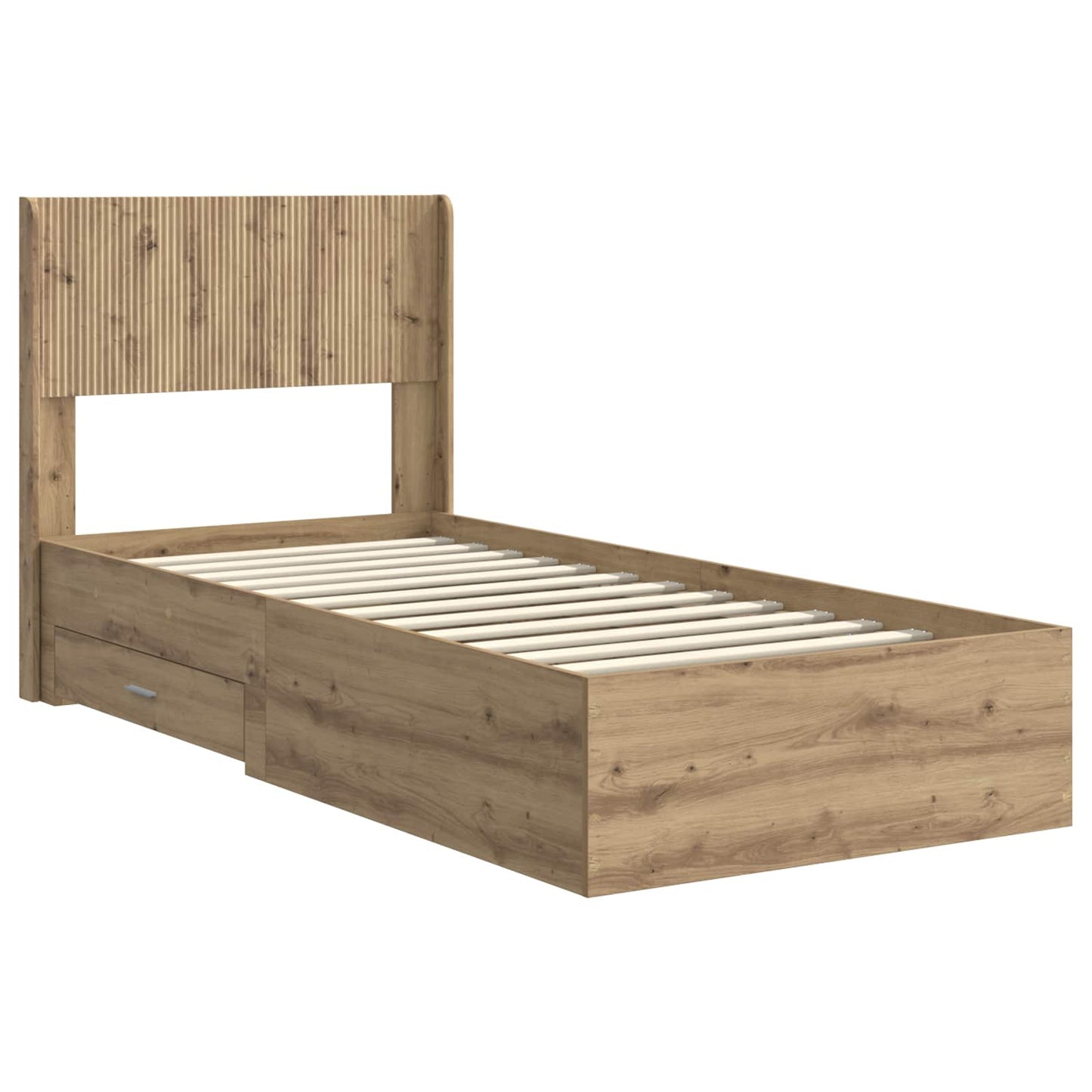 Sengramme med oppbevaring og hodegavl Artisan eik 90 x 200 cm