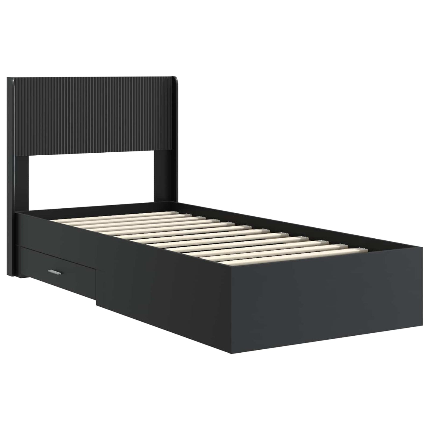 Sengramme med oppbevaring og hodegavl Svart 75 x 190 cm