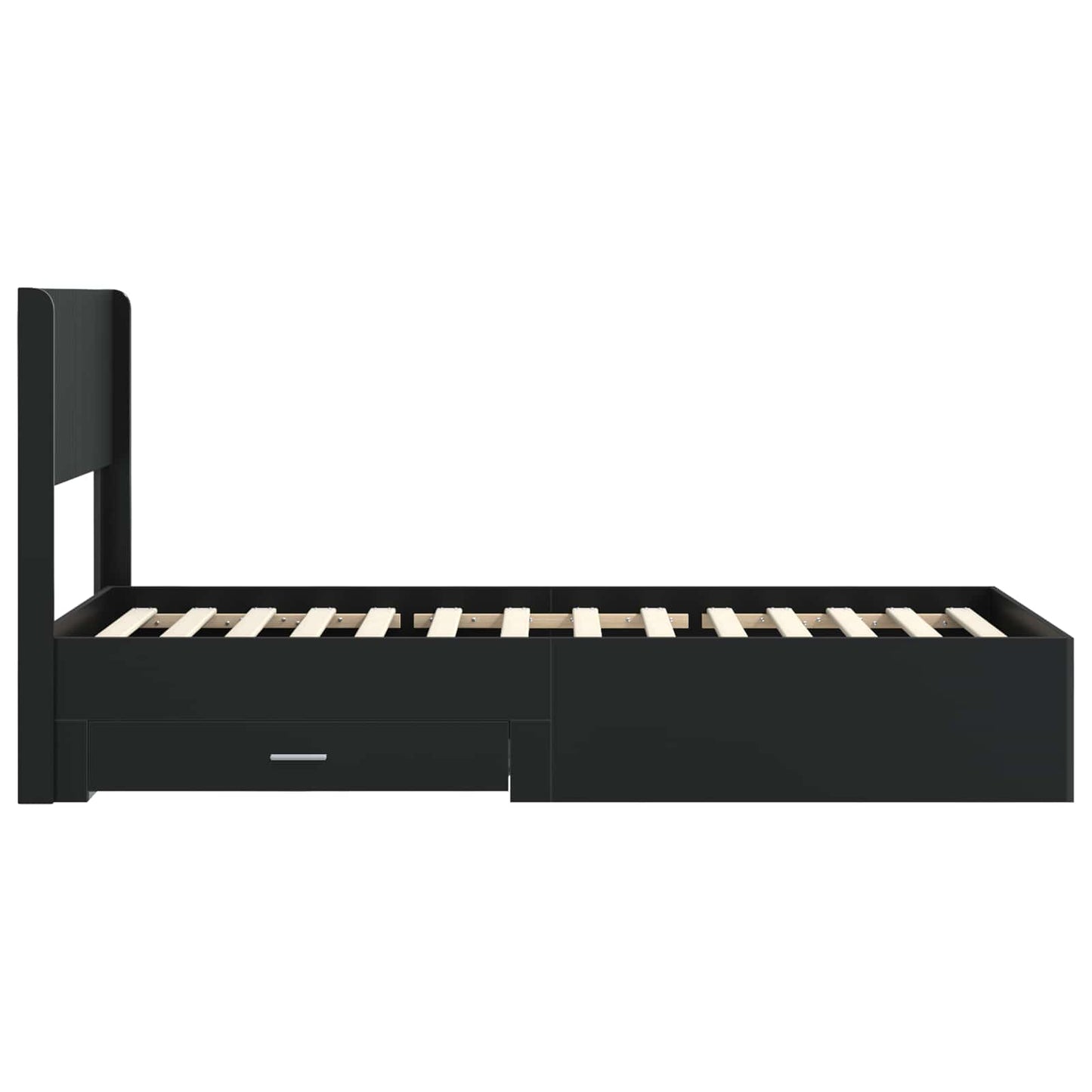 Sengramme med oppbevaring og hodegavl Svart 75 x 190 cm
