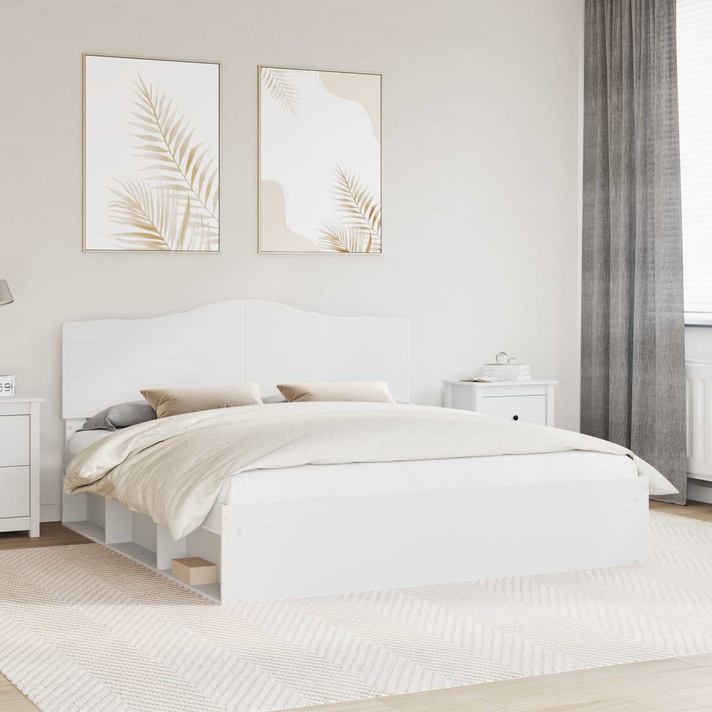 Sengestamme med hodegjerde Hvit 180 x 200 cm Massiv furu