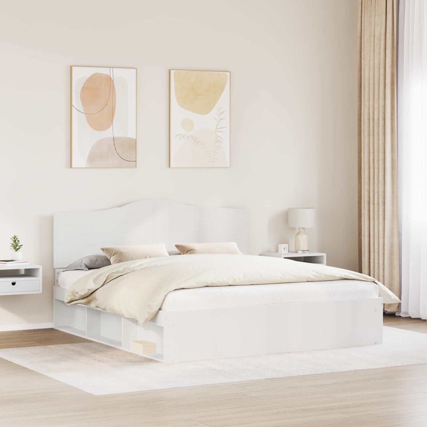 Sengestamme med hodegjerde Hvit 180 x 200 cm Massiv furu