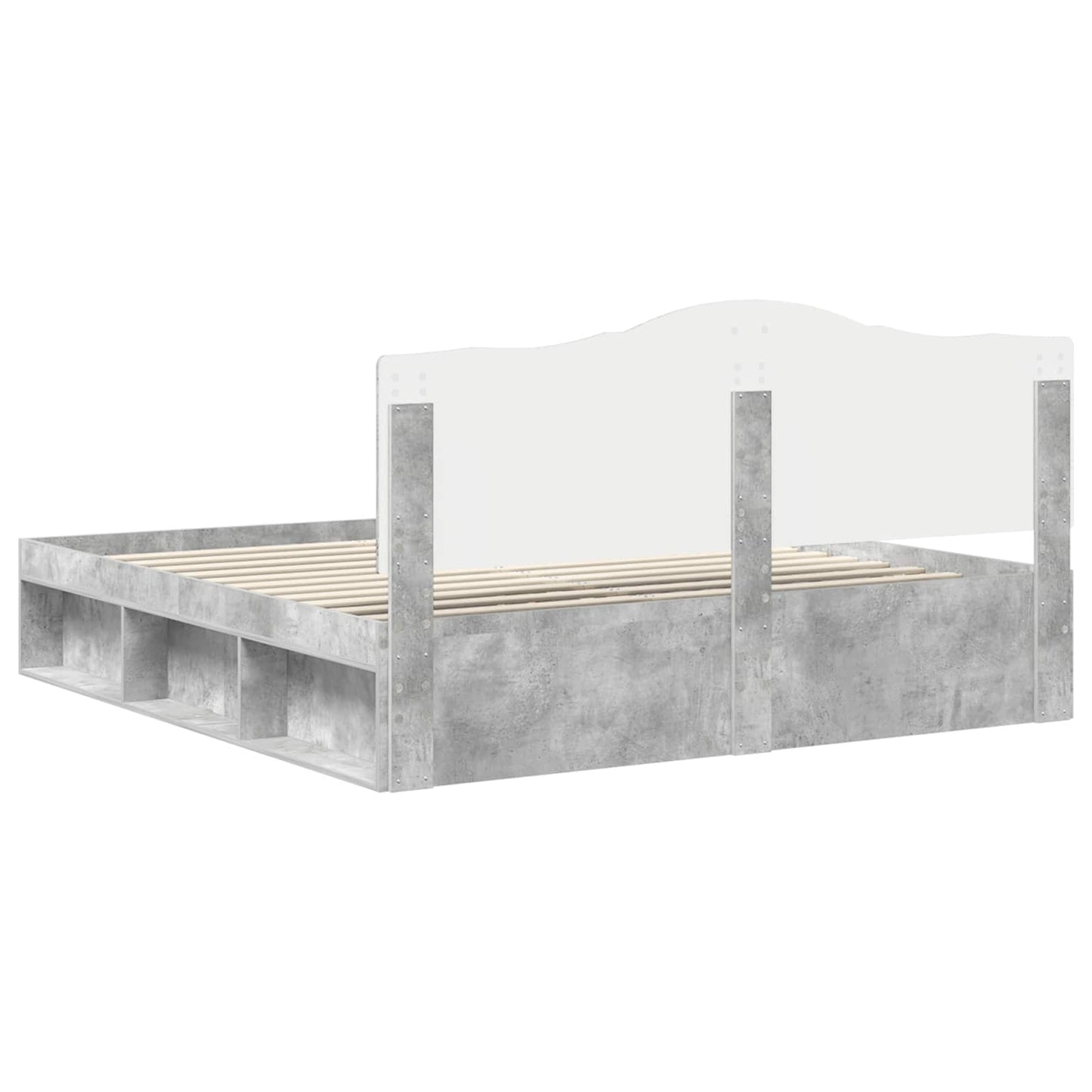 Sengestamme med hodegjerde Betong 180 x 200 cm Massiv furu