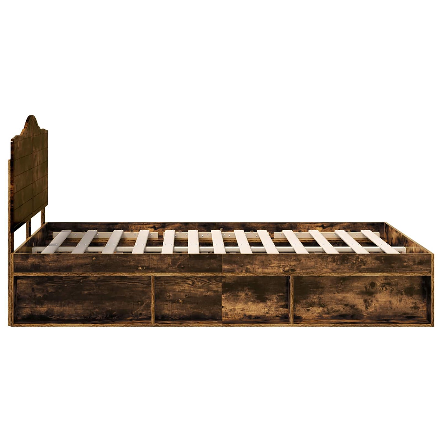 Sengestamme med hodegjerde Røkt eik 150 x 200 cm Massiv furu