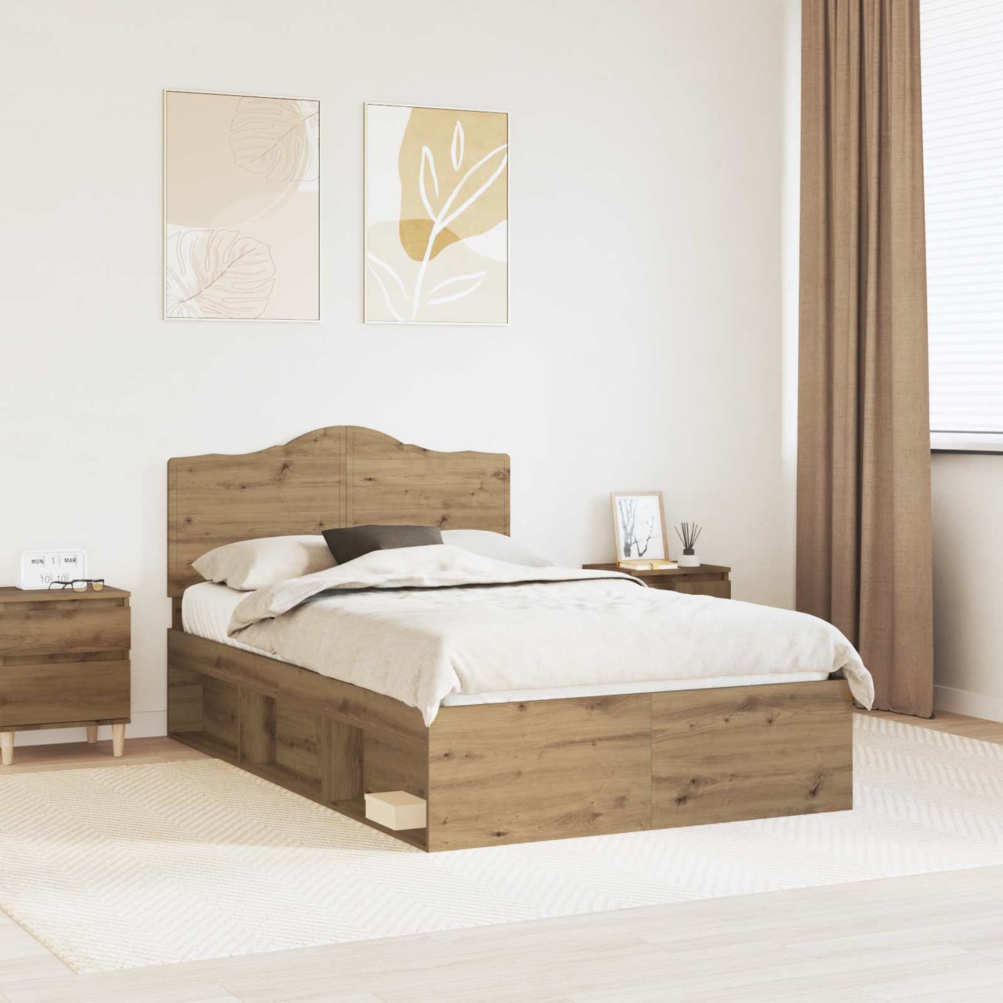 Sengestamme Kunstnerisk Eik 135 x 190 cm Massiv furu