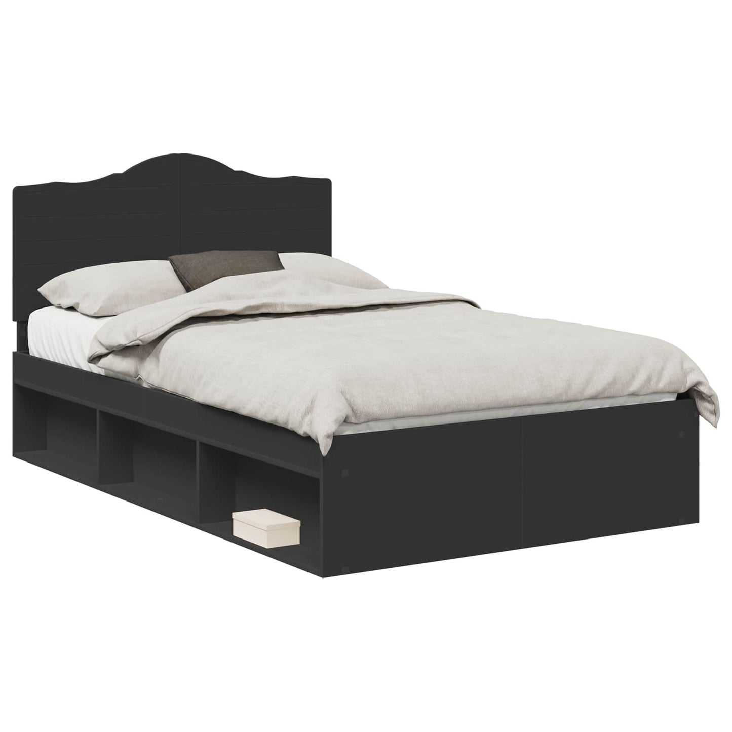 Sengestamme med hodegjerde Svart 120 x 200 cm Massiv furu