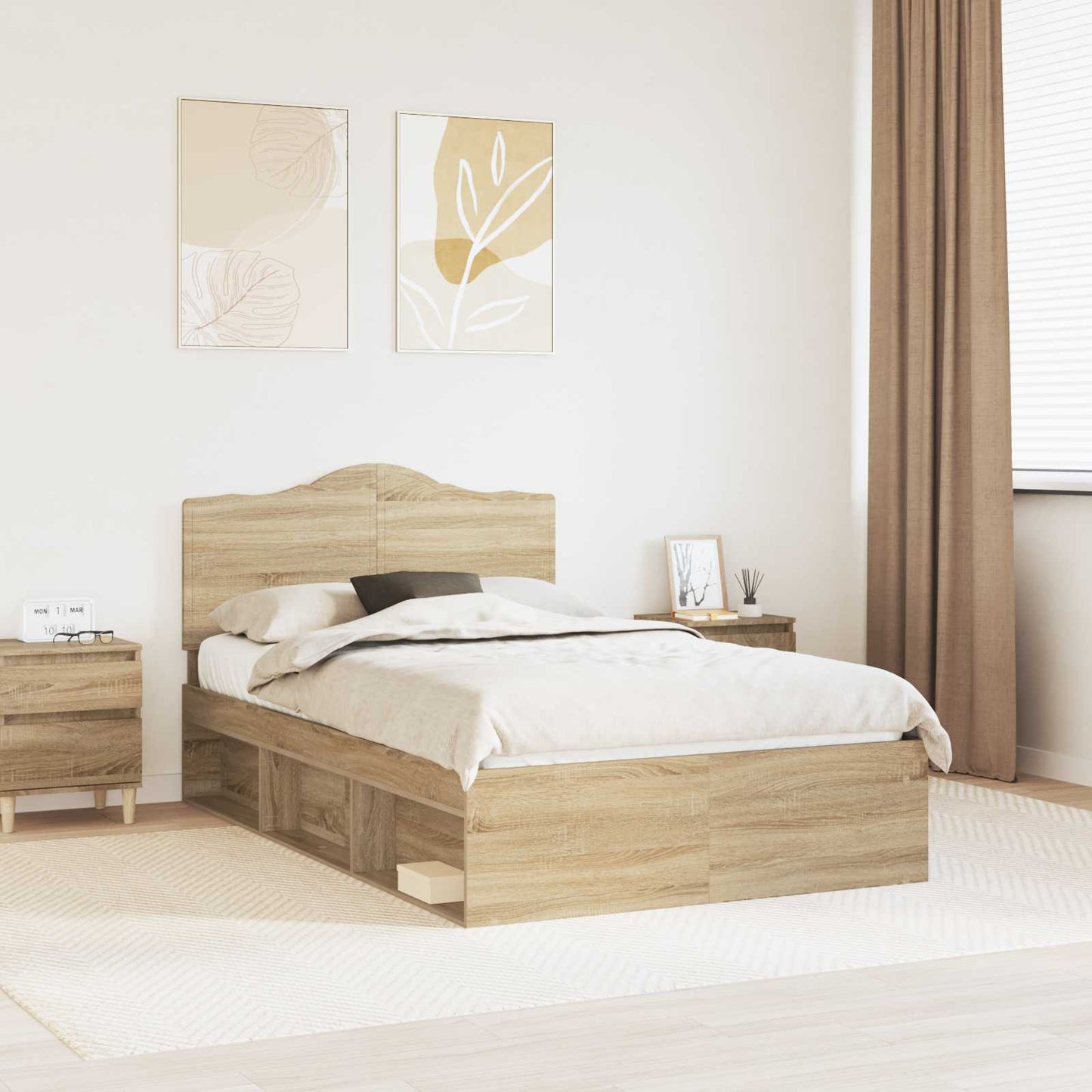 Sengestamme med hodegjerde Sonoma 120 x 200 cm Massiv furu
