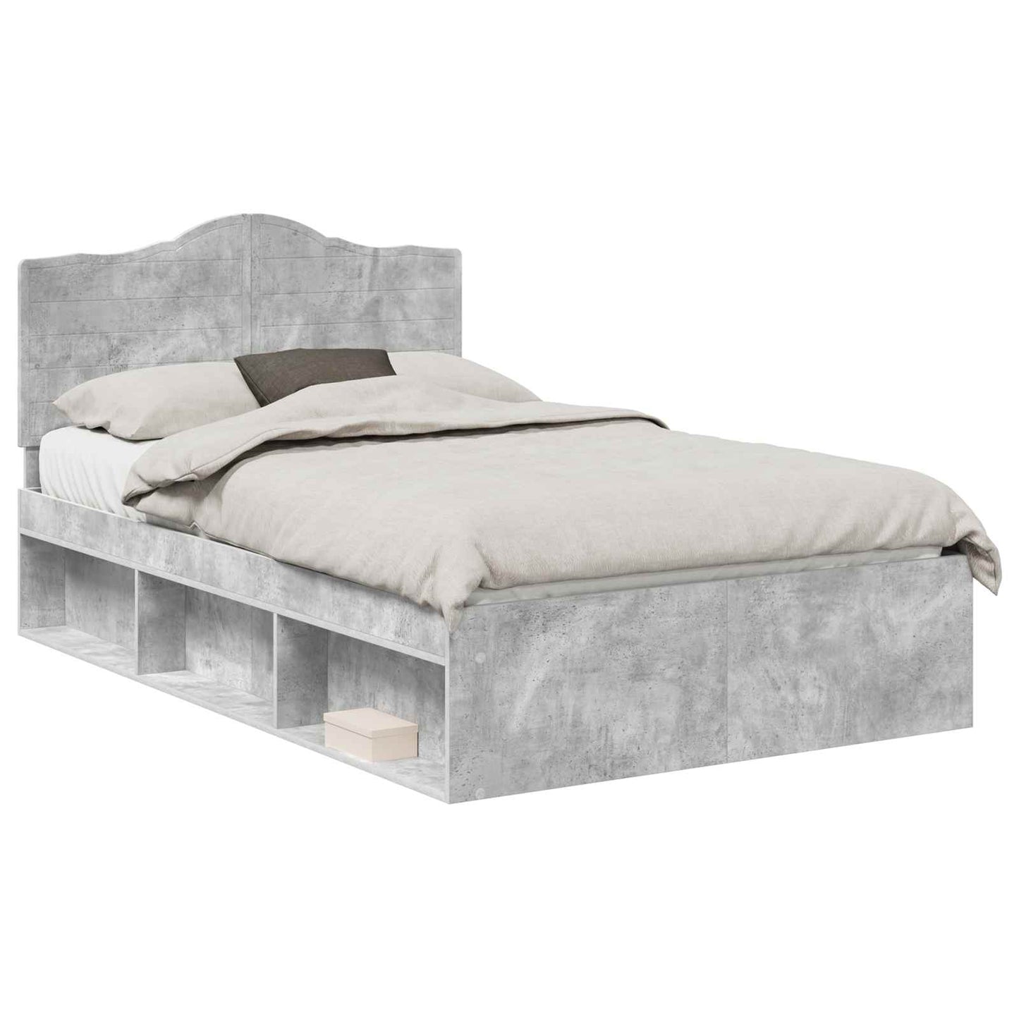 Sengestamme med hodegjerde Betong 120 x 190 cm Massiv furu