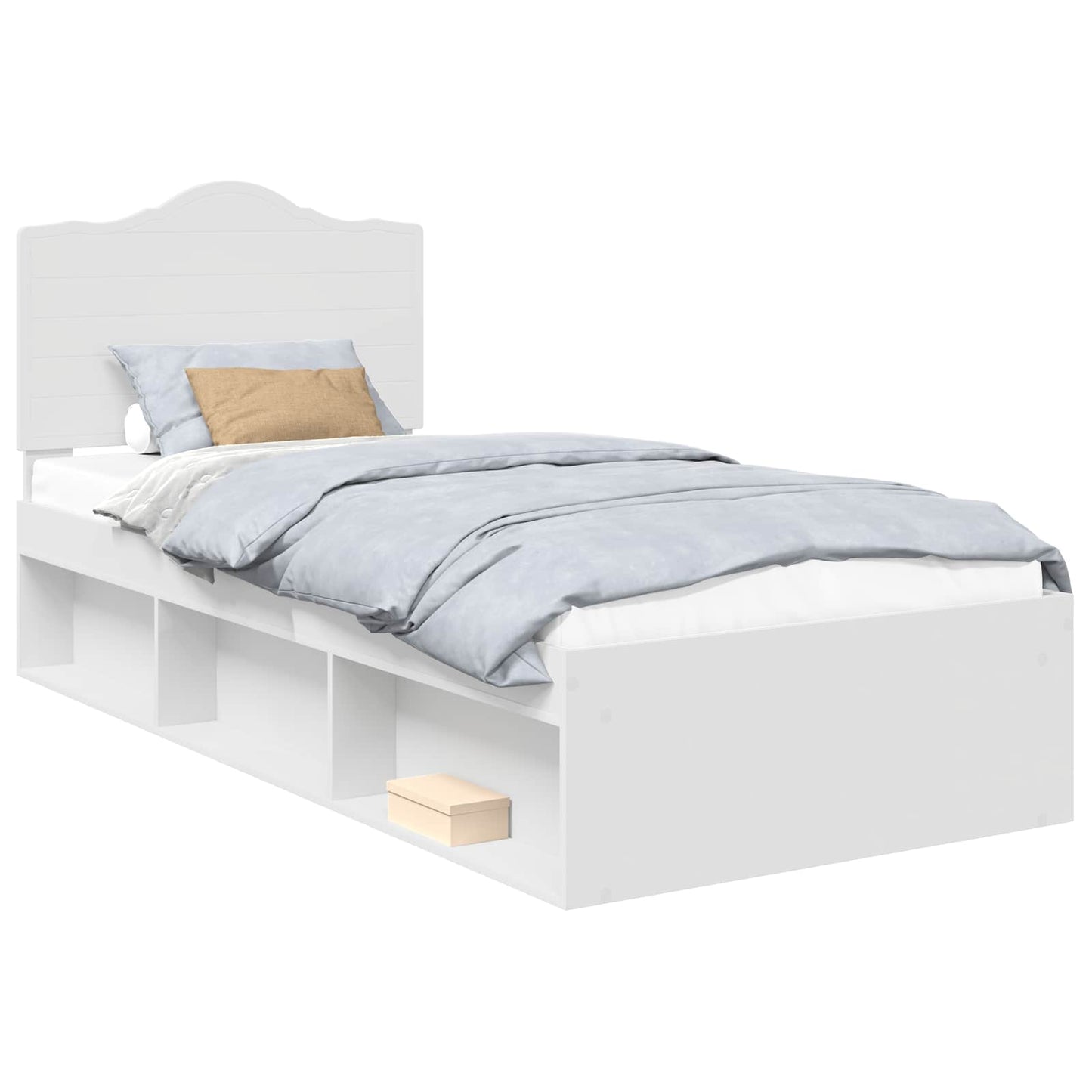 Sengestamme med hodegjerde Hvit 100 x 200 cm Massiv furu