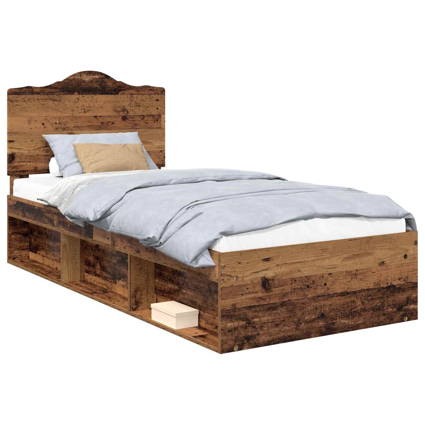 Sengestamme med hodegjerde Gammelt tre 90 x 190 cm Massiv furu