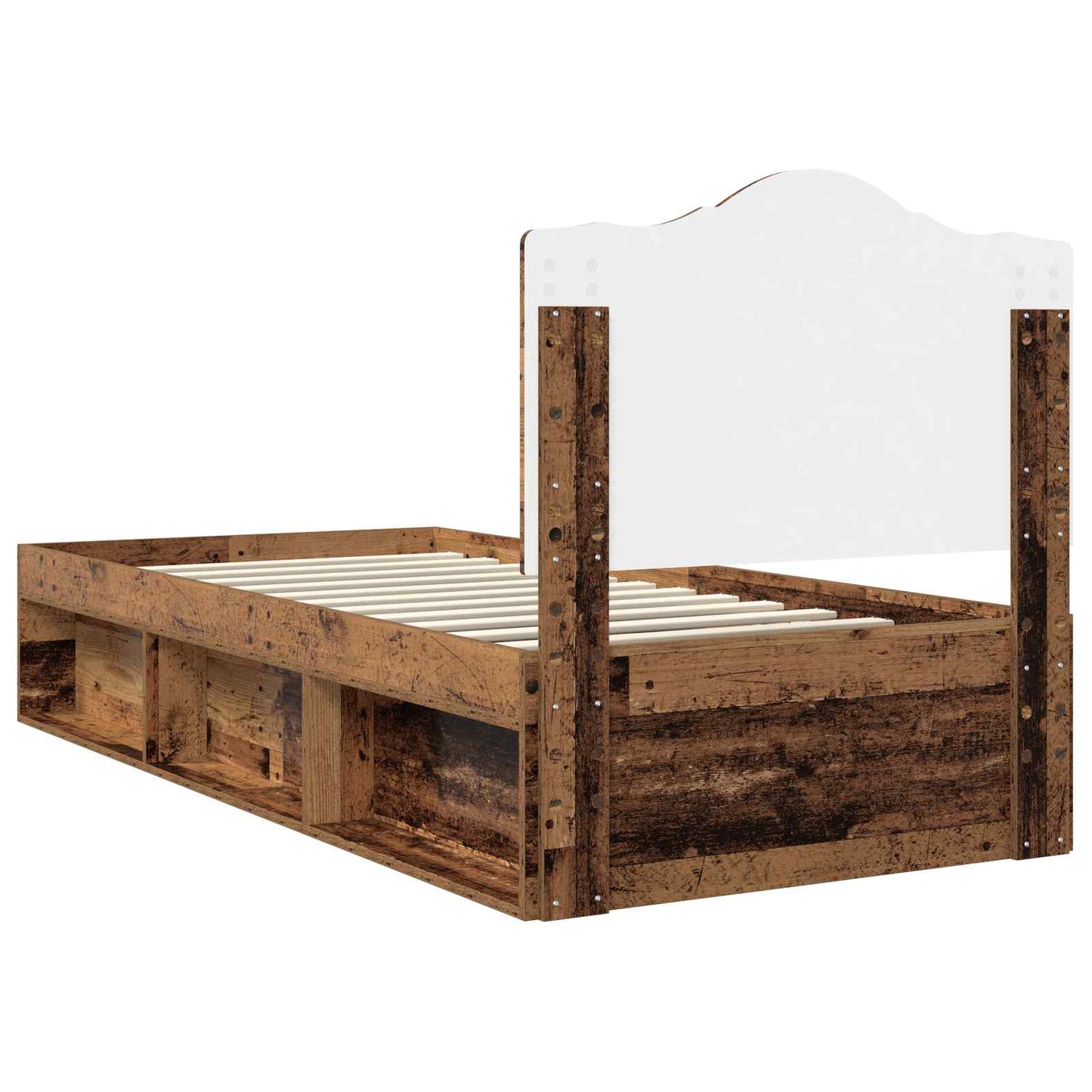 Sengestamme med hodegjerde Gammelt tre 90 x 190 cm Massiv furu