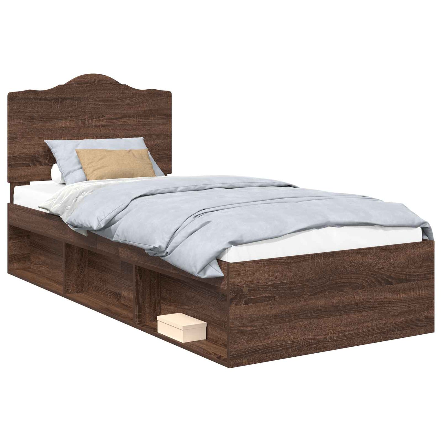Sengestamme med hodegjerde Brun Eik 75 x 190 cm Massiv furu