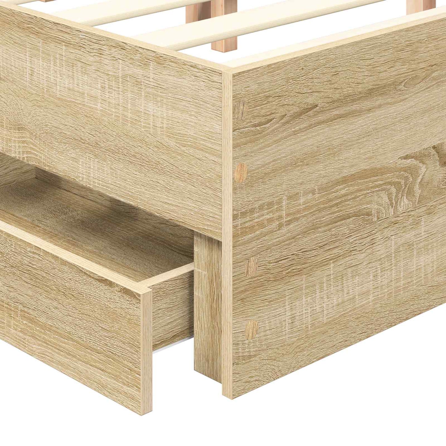 Sengestamme med skuff Sonoma eik 200 x 200 cm Ingeniørtre