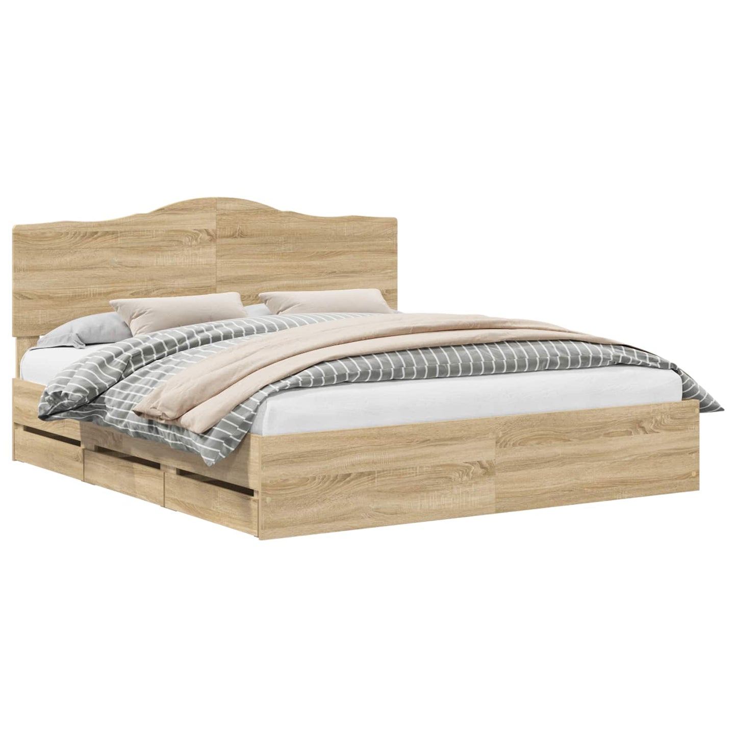 Sengestamme med skuff Sonoma eik 200 x 200 cm Ingeniørtre