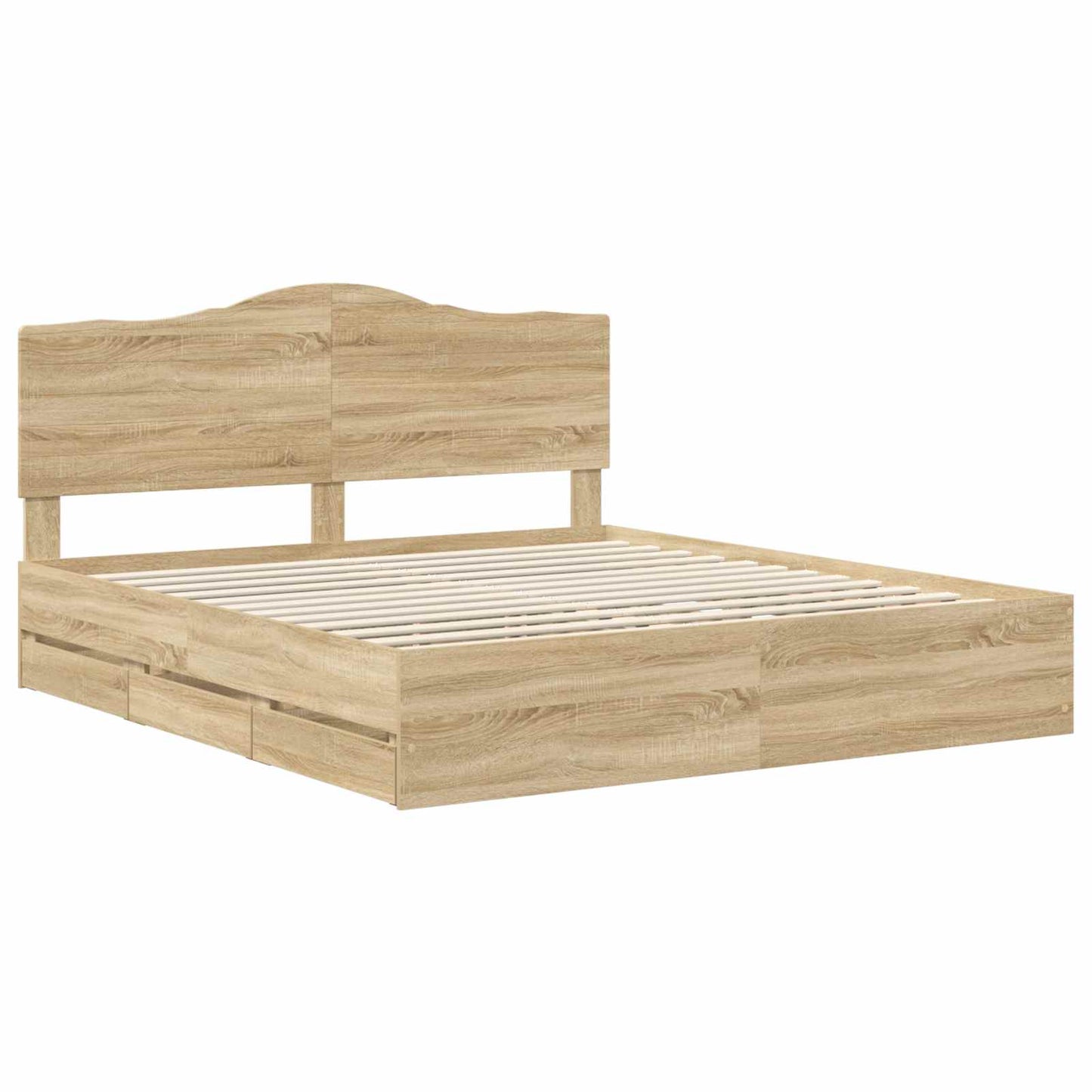 Sengestamme med skuff Sonoma eik 200 x 200 cm Ingeniørtre