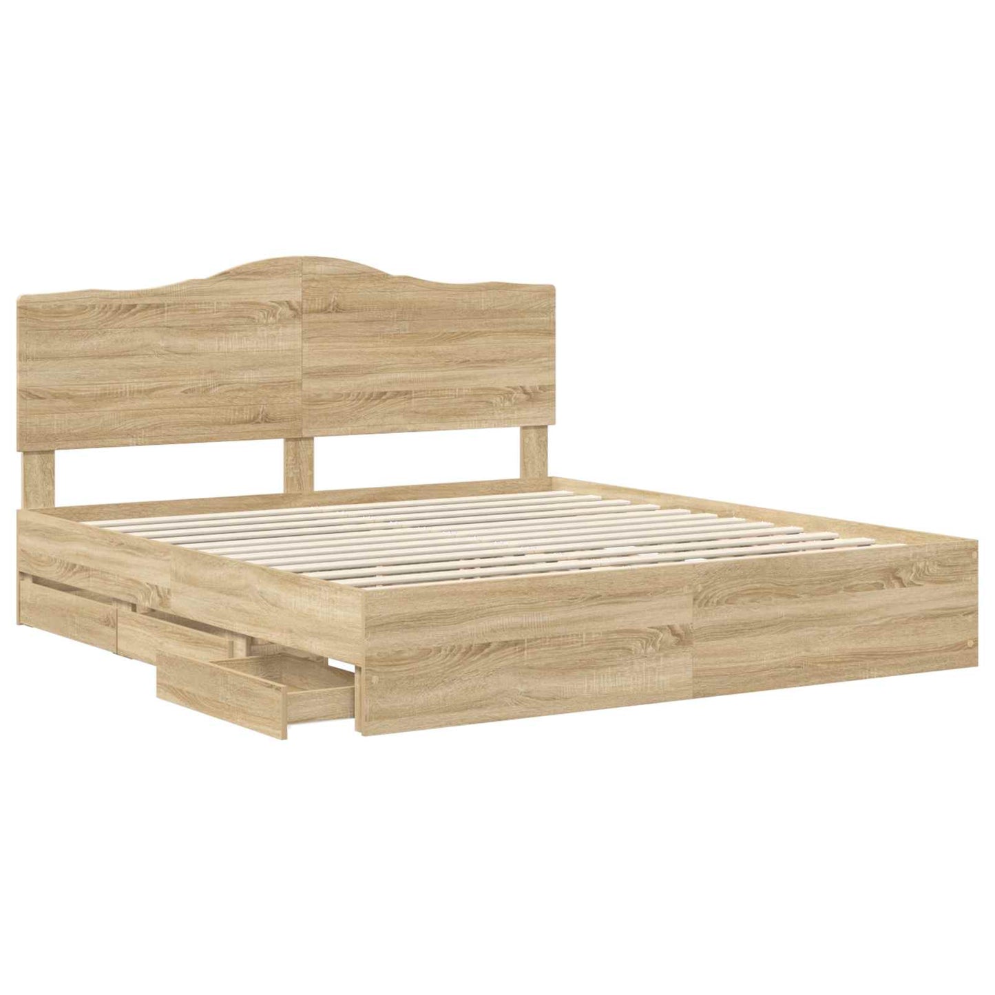 Sengestamme med skuff Sonoma eik 200 x 200 cm Ingeniørtre