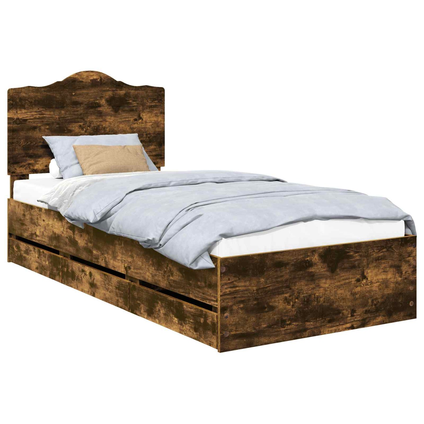 Sengestamme med skuff Røkt Eik 90 x 200 cm Ingeniørtre