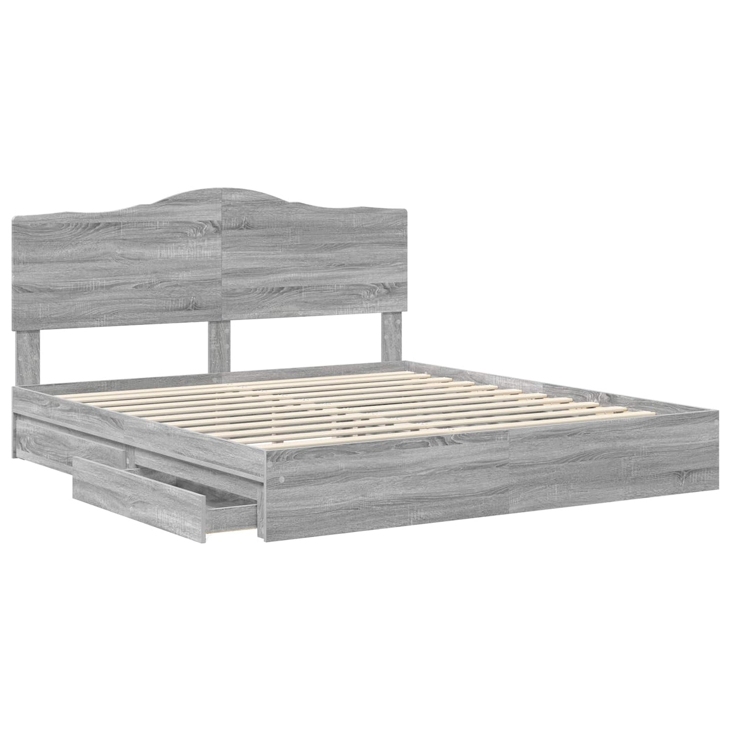 Seng med Oppbevaring Grå Sonoma 200 x 200 cm Konstruert tre