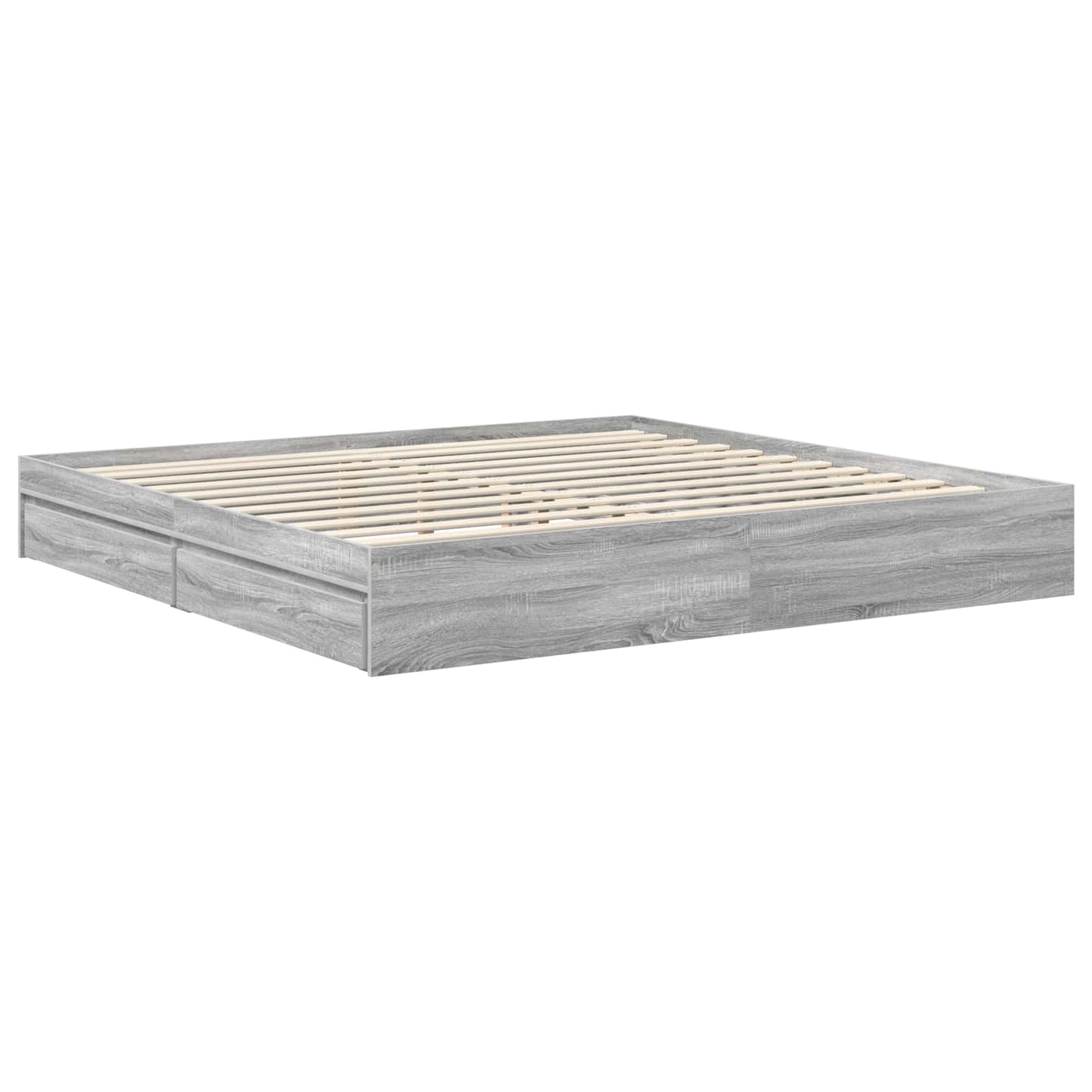 Seng med Oppbevaring Grå Sonoma 200 x 200 cm Konstruert tre