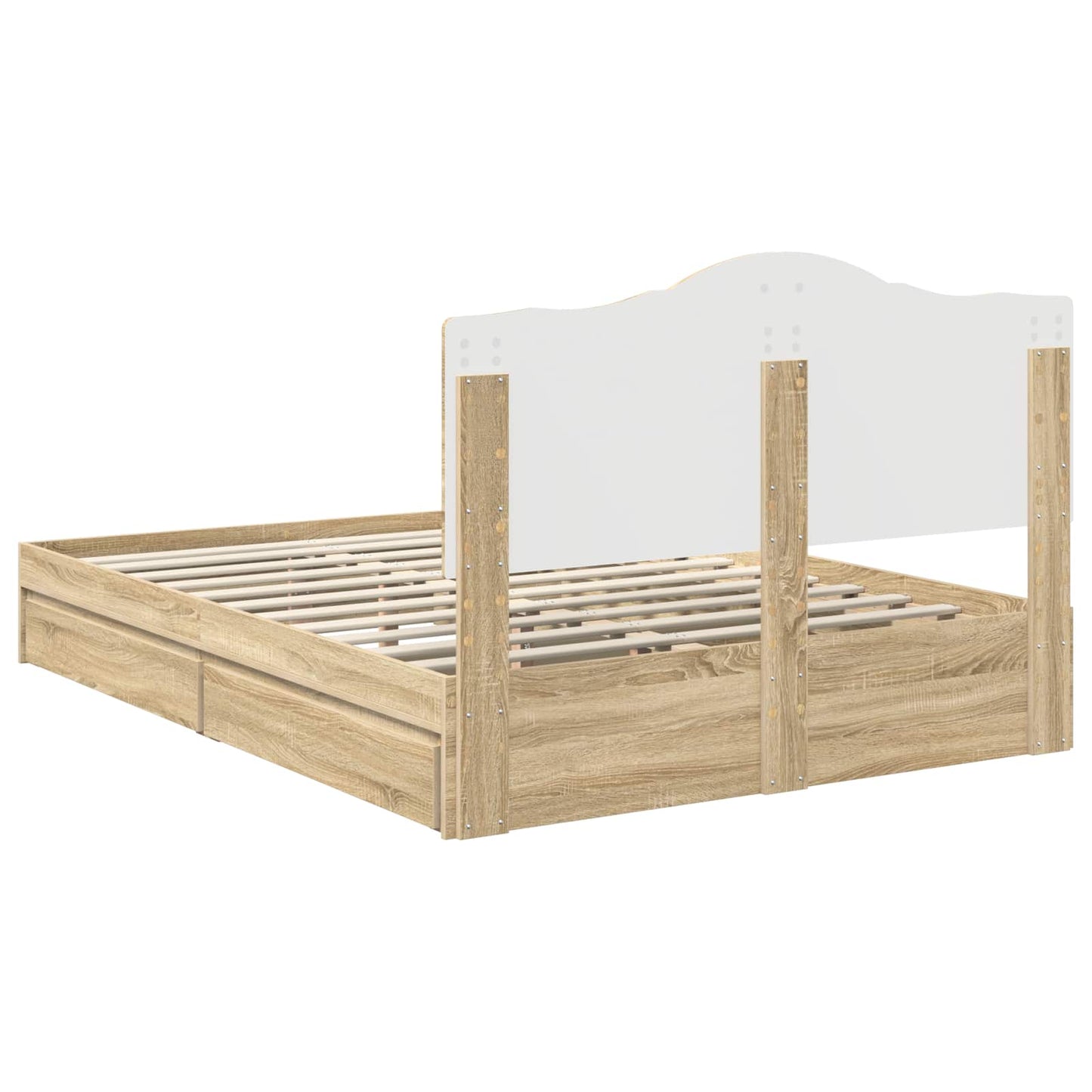 Seng med Oppbevaring Sonoma eik 140 x 190 cm Konstruert tre