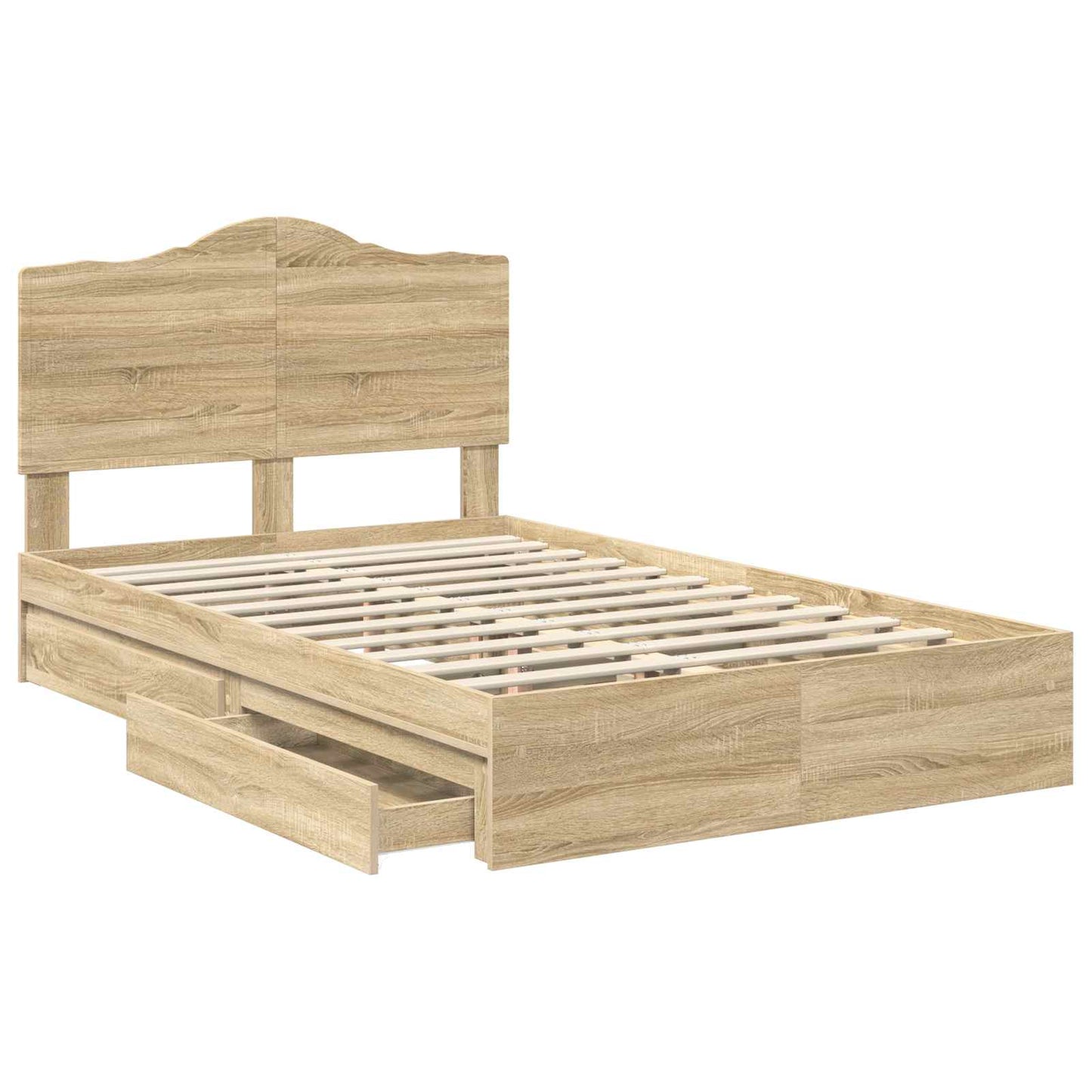 Seng med Oppbevaring Sonoma eik 135 x 190 cm Konstruert tre