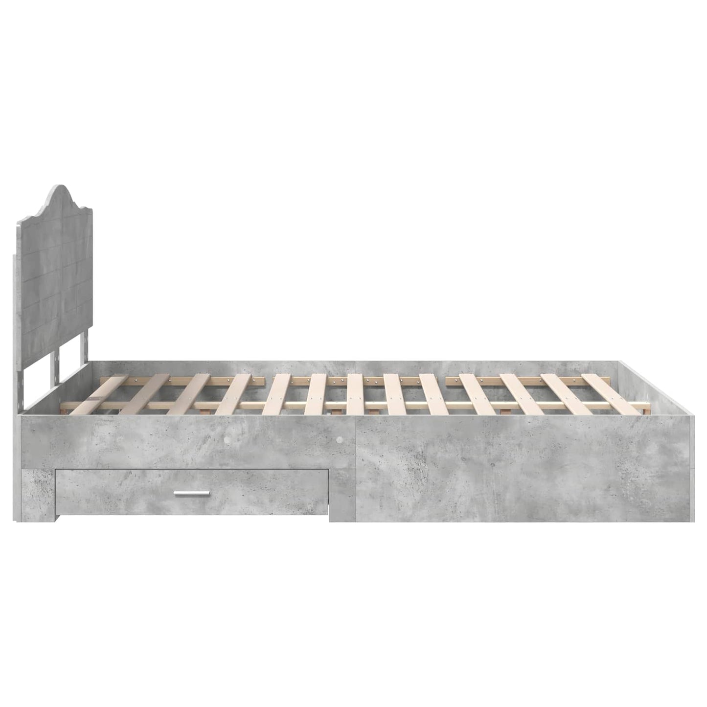 Sengestamme med skuff Betonggrå 140 x 200 cm Konstruert tre