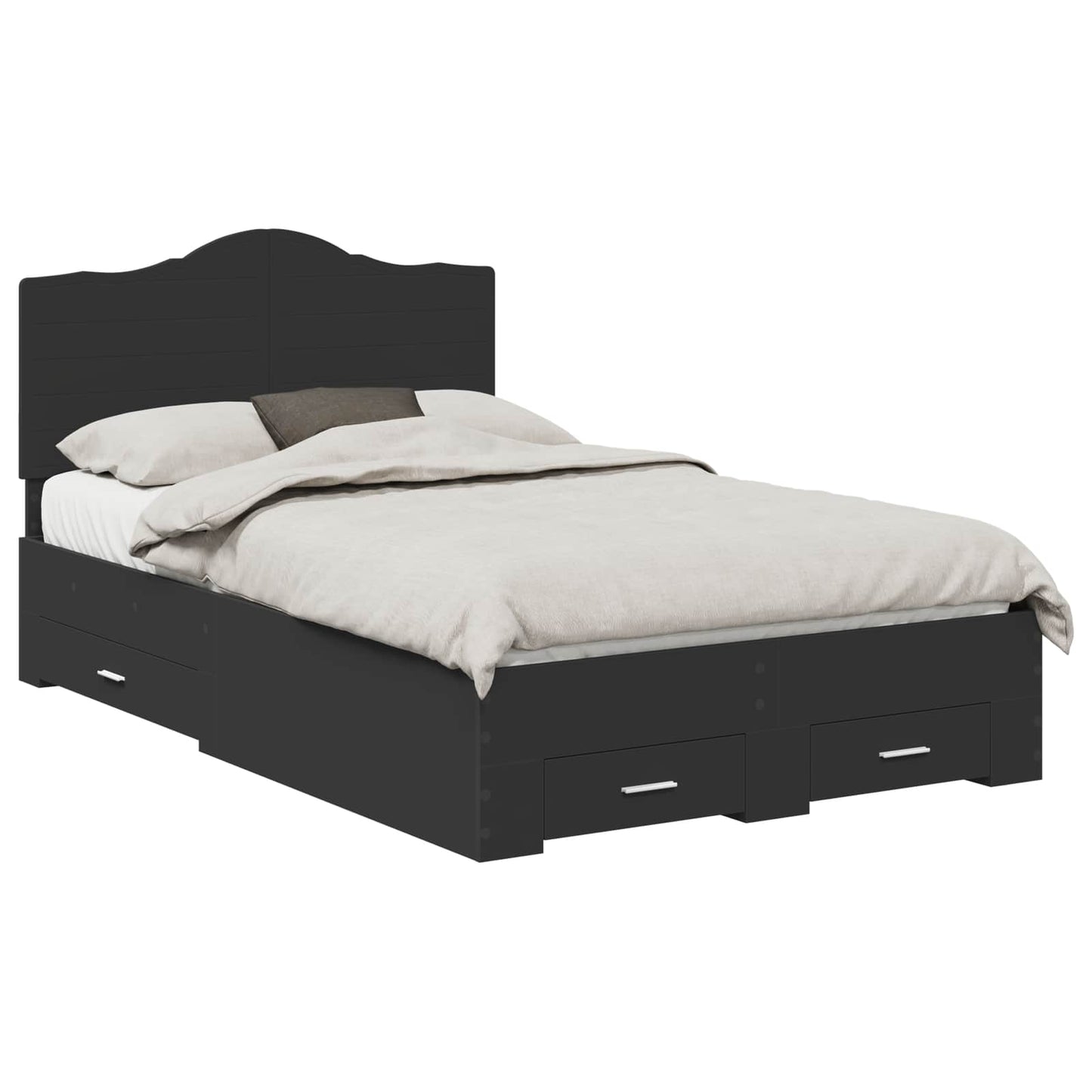 Sengestamme med hodegjerde Svart 135 x 190 cm Konstruert tre