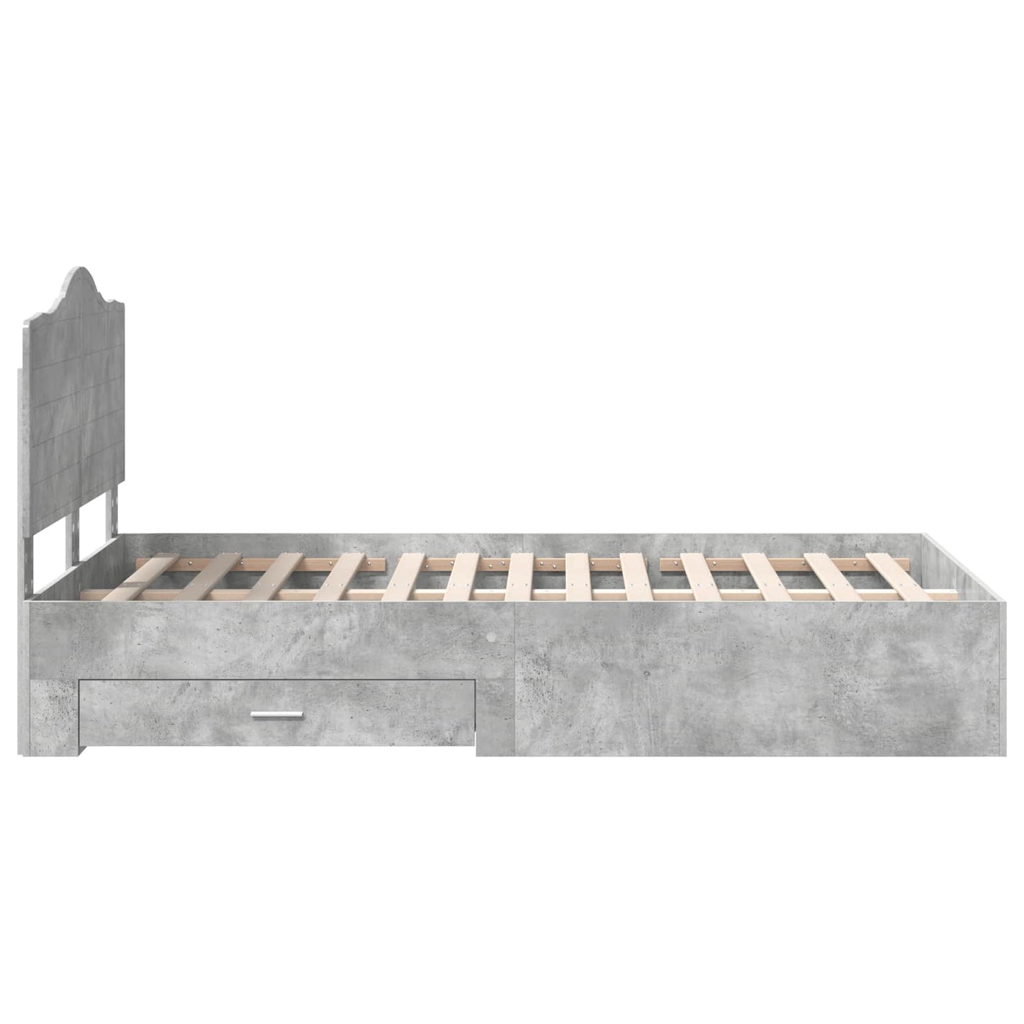 Sengestamme med skuff Betonggrå 135 x 190 cm Konstruert tre