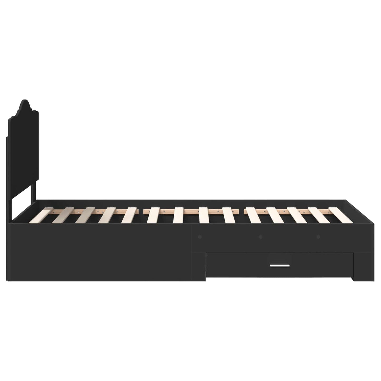 Sengestamme med hodegjerde Svart 70 x 190 cm Konstruert tre