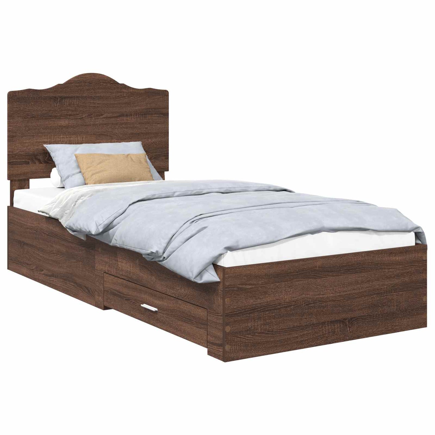 Sengestamme med hodegjerde Brun Eik 70 x 190 cm Konstruert tre